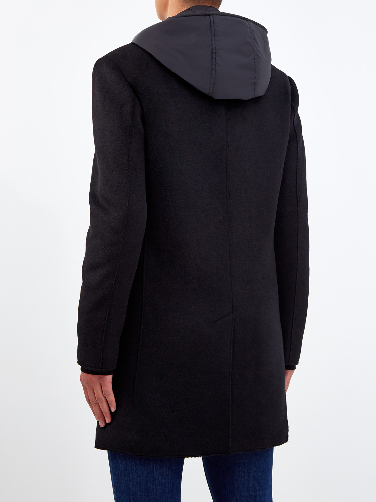 Комбинированное пальто из шерсти и нейлона CUDGI, цвет черный, размер L;M;XL;2XL;3XL - фото 4