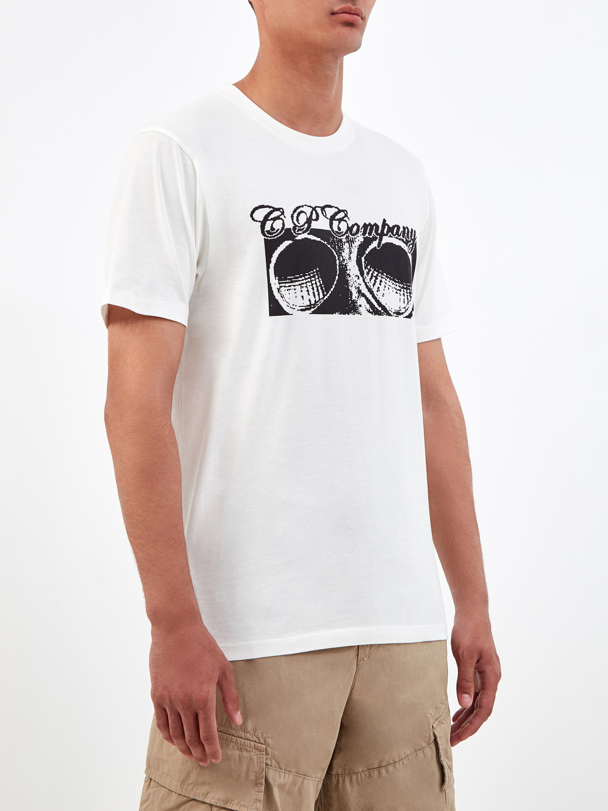 Хлопковая футболка с контрастным принтом Goggle C.P.COMPANY, цвет белый, размер S;XL;2XL;M - фото 3