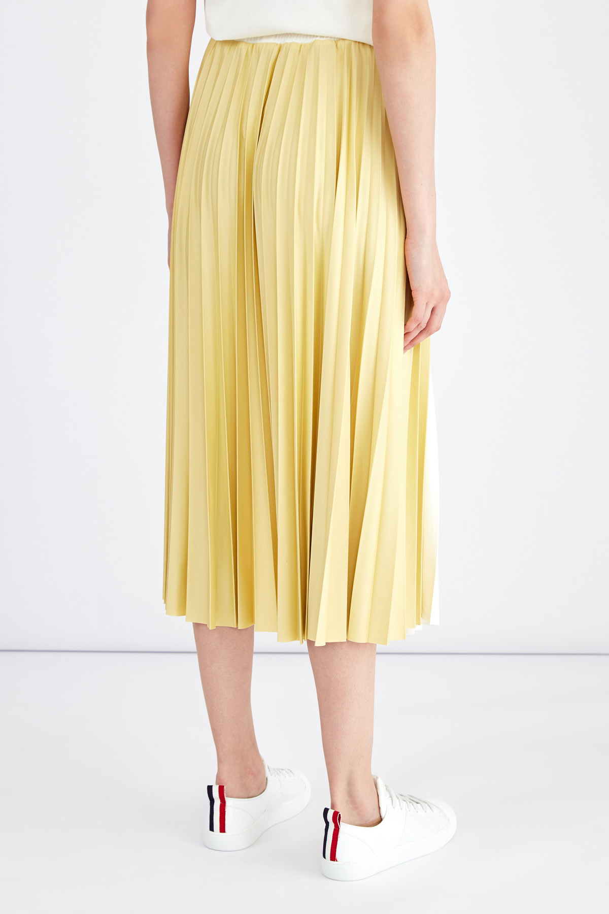 Плиссированная юбка-миди с эластичным поясом на кулиске MONCLER, цвет бежевый, размер 40;42;44 - фото 4