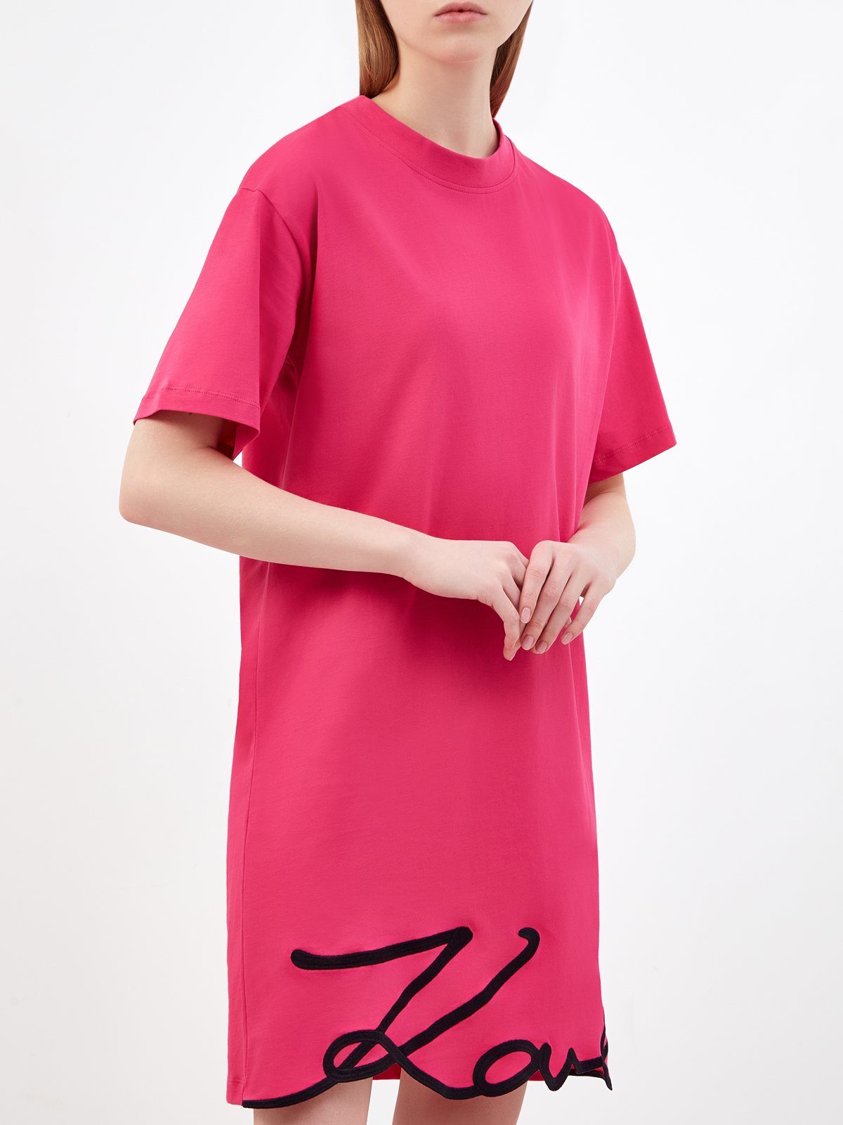 Платье из органического хлопка с декором K/Signature KARL LAGERFELD, цвет розовый, размер M;L;S Платье из органического хлопка с декором K/Signature - фото 3