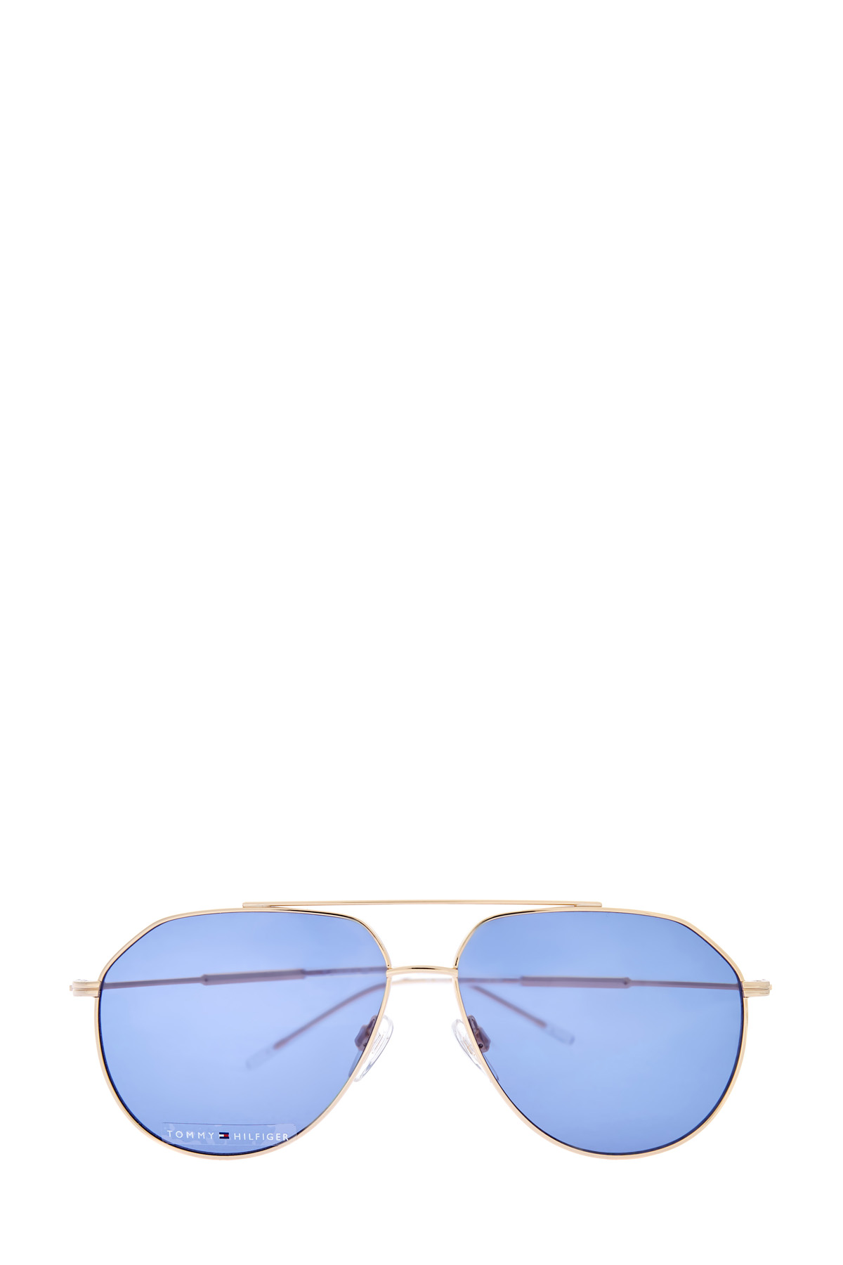 Очки-авиаторы в тонкой золотистой оправе с двойным мостом TOMMY HILFIGER (sunglasses), размер 40