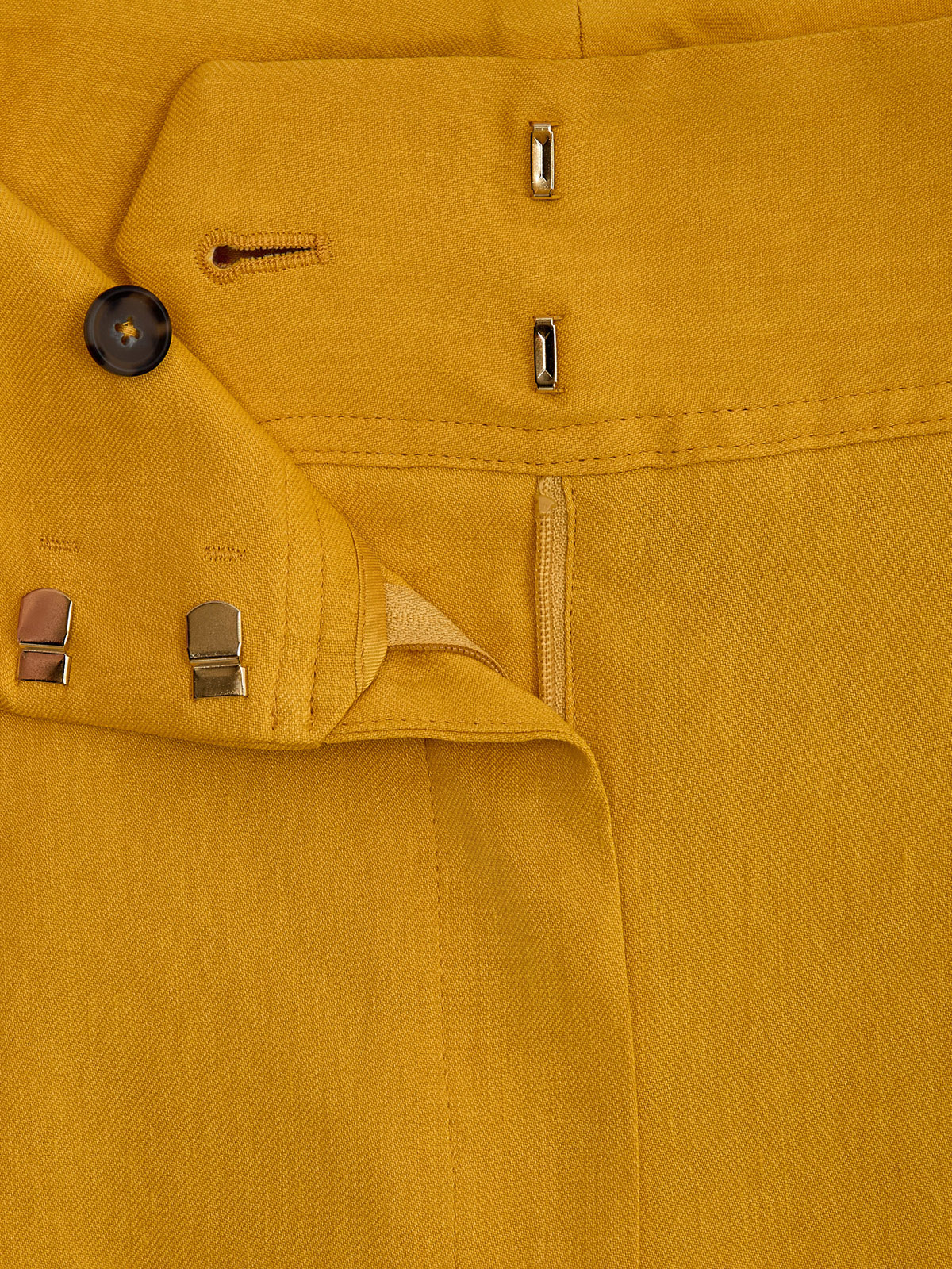 Прямые брюки из льна и вискозы с вязаной деталью на шлевке LORENA ANTONIAZZI, цвет желтый, размер 40;42;44 - фото 6