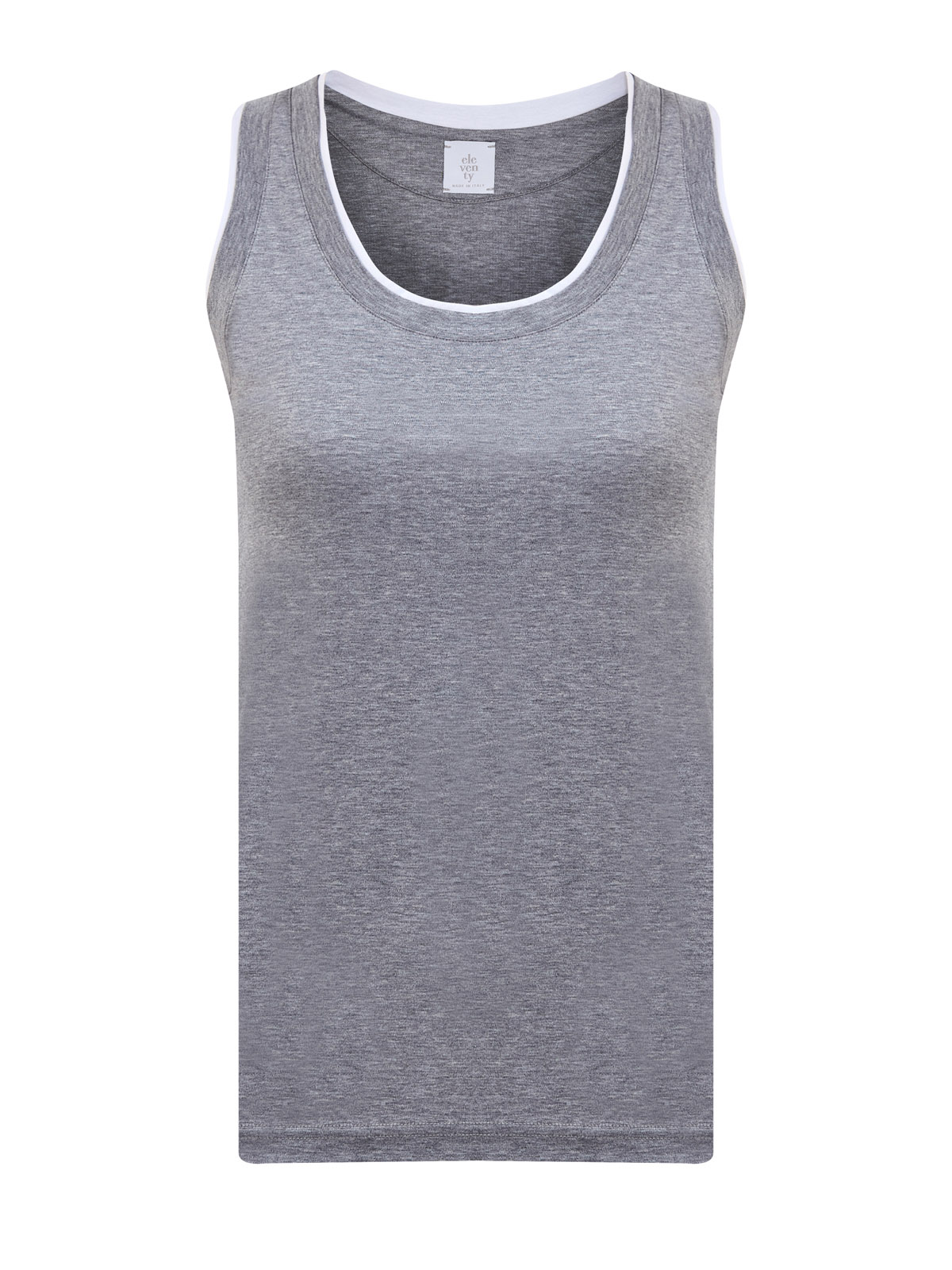 

Топ из лиоцелла и хлопка с контрастной окантовкой ворота, Серый, Топ из лиоцелла и хлопка с контрастной окантовкой ворота