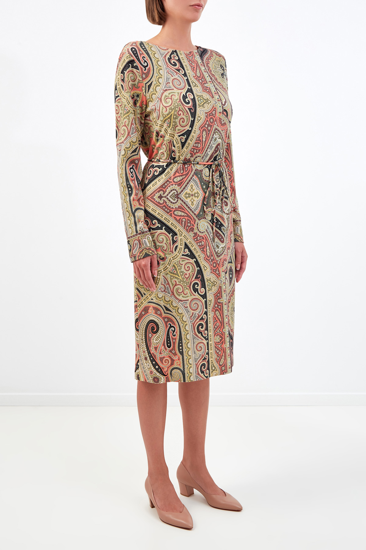 Шерстяное платье с принтом пейсли и поясом ETRO, цвет мульти, размер 42;44;46;48;50 - фото 3
