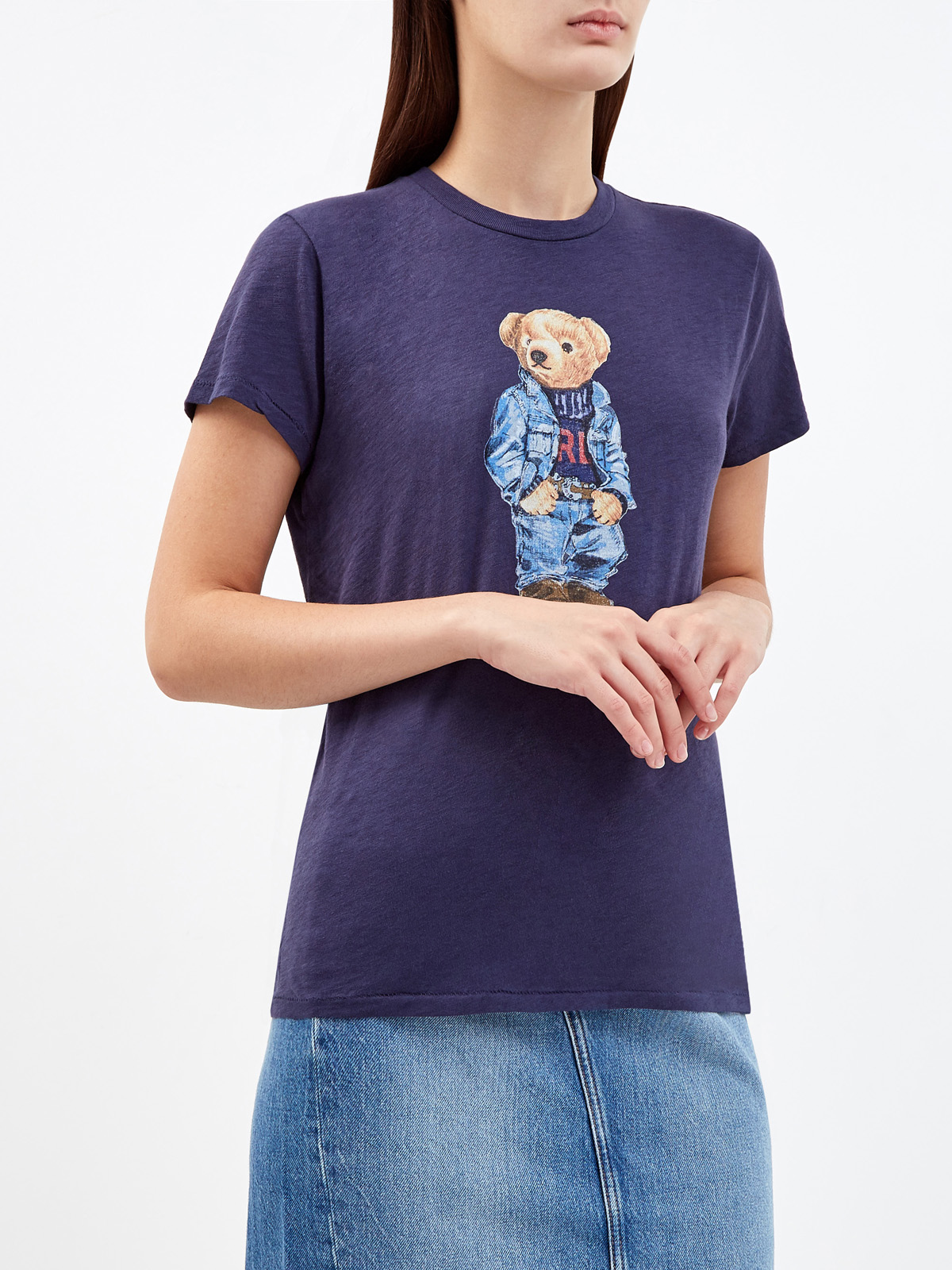 Хлопковая футболка с аппликацией в виде медведя Поло POLO RALPH LAUREN, цвет синий, размер S;M;L;XS - фото 3