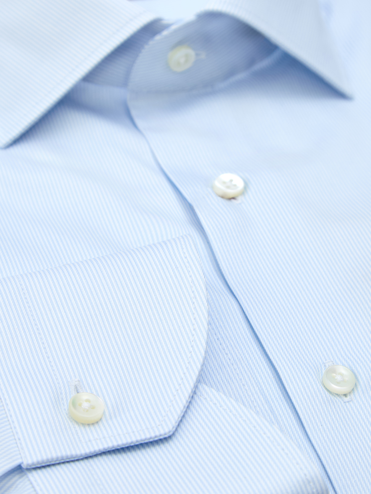 Рубашка из хлопкового поплина с принтом в тонкую полоску CANALI, цвет голубой, размер 52;52;54;56;58;60;62 - фото 3