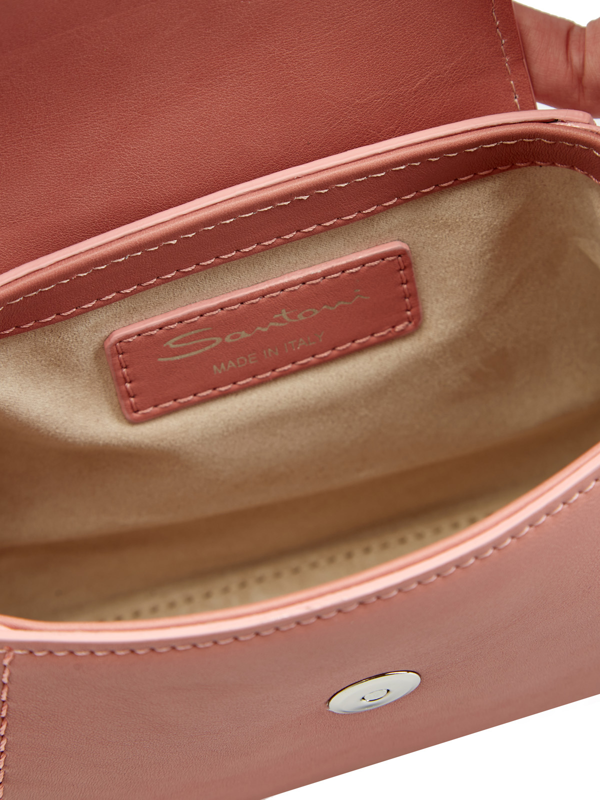 Кожаная сумка Velatura c двойными пряжками и съемным ремнем SANTONI, цвет розовый, размер 48;50;52 - фото 7