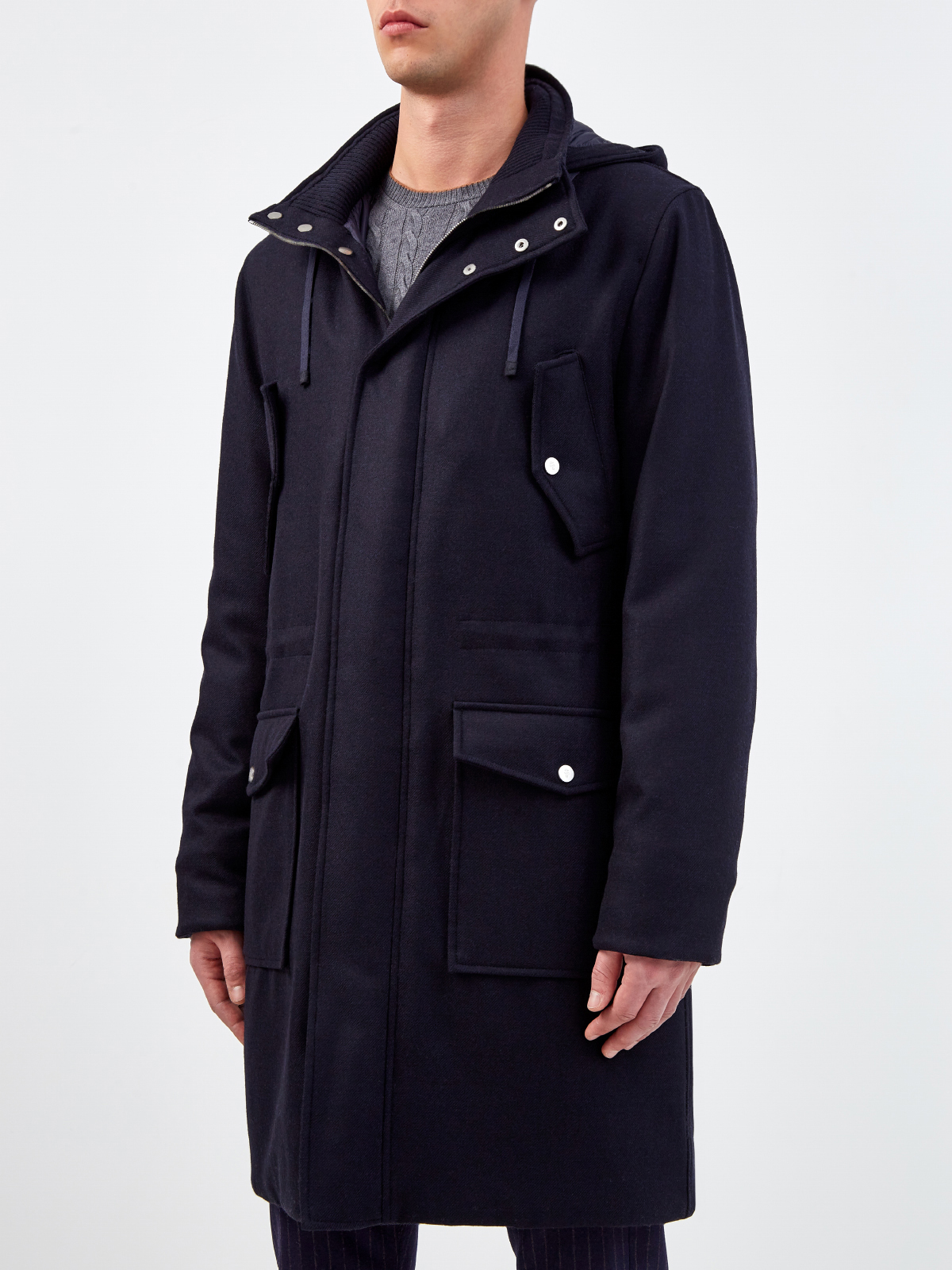 Пальто в стиле casual из шерстяного габардина и кашемира ELEVENTY, цвет синий, размер 50;52 - фото 3
