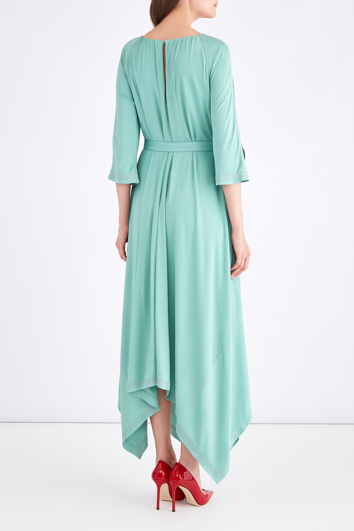 Платье с разрезами и драпировками на лифе и асимметричным подолом AGNONA, цвет зеленый, размер 42;46 - фото 4