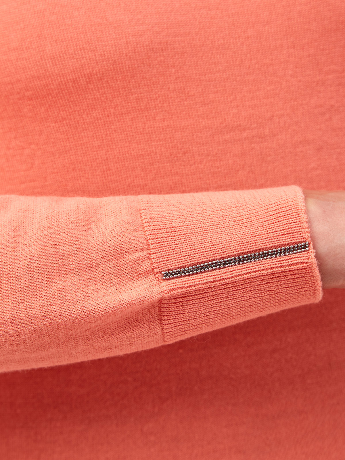 Тонкий джемпер из шерсти с ювелирными цепочками Punto Luce PESERICO, цвет оранжевый, размер 38;42;44;46 - фото 5