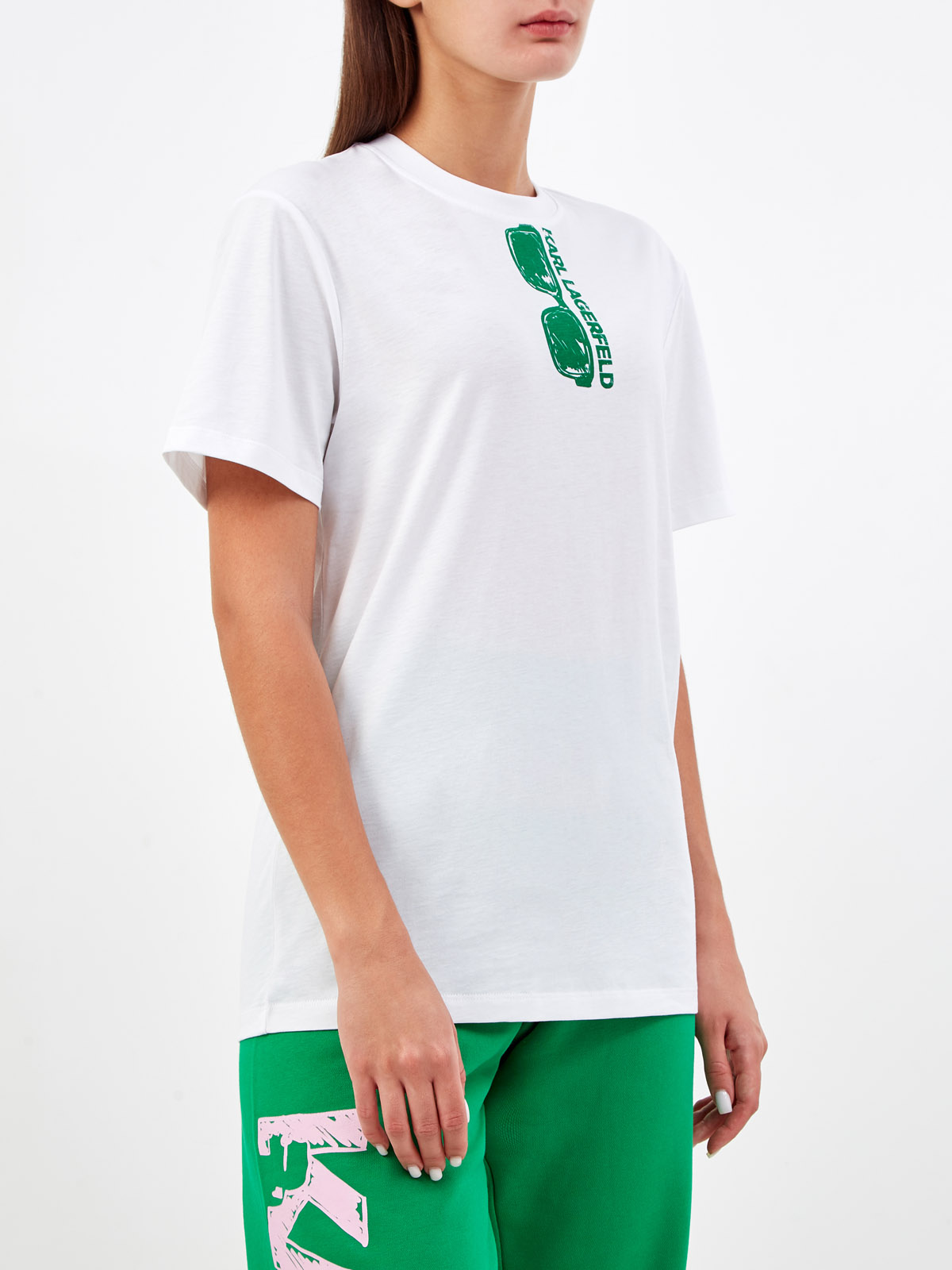 Свободная футболка из хлопка джерси с принтом KARL LAGERFELD, цвет белый, размер XS;S;M;L;XL - фото 3