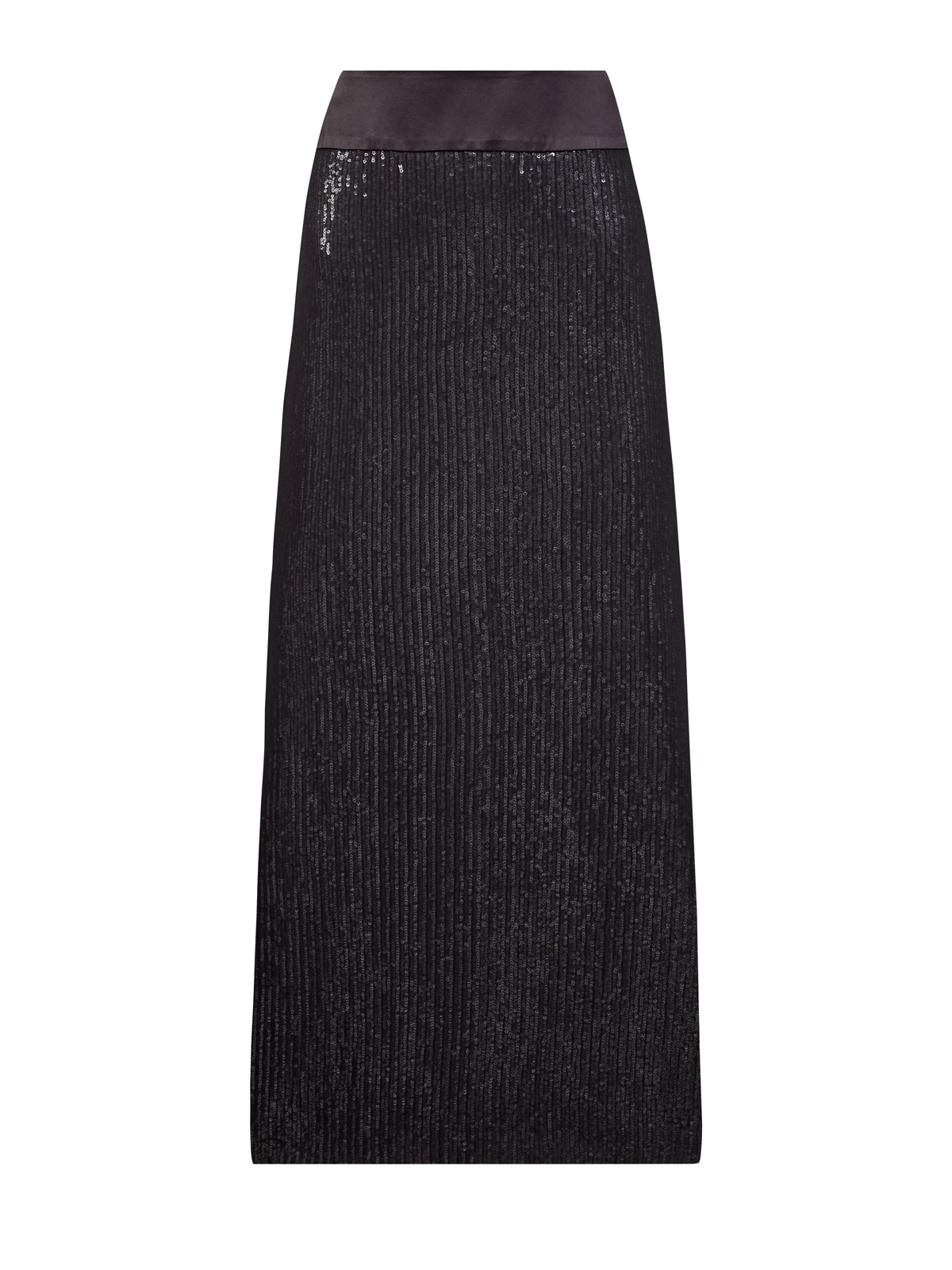 Юбка-миди с разрезом и декором из пайеток в тон PESERICO, цвет черный, размер 42 - фото 1