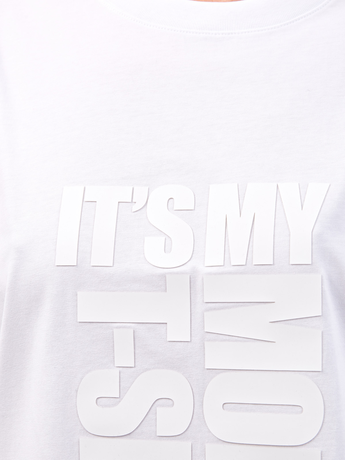 Удлиненная футболка с макро-принтом в технике аппликации MONCLER, цвет белый, размер L;XS - фото 5
