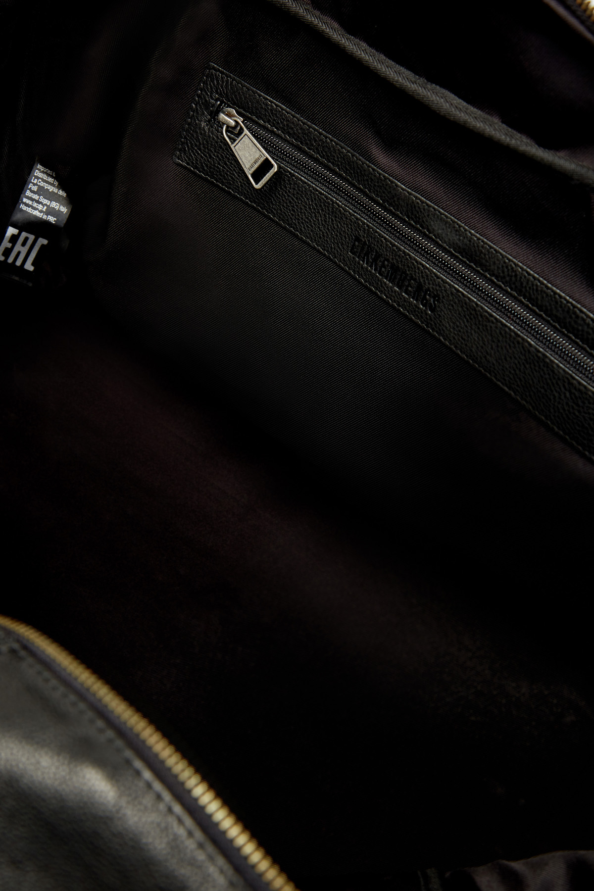 Дорожная сумка из текстурированной кожи с плечевым ремнем BIKKEMBERGS, цвет черный, размер 2XL;M - фото 7