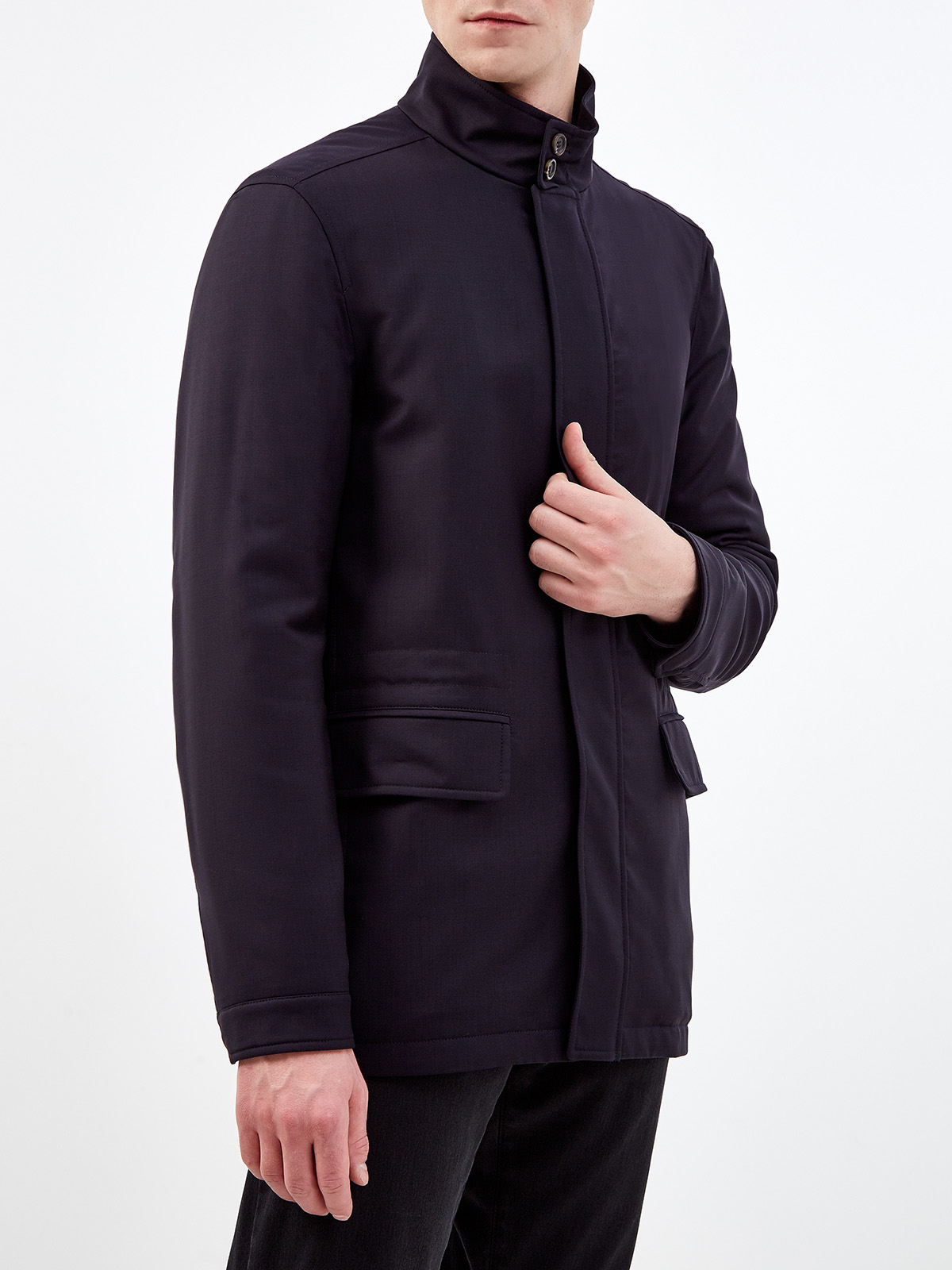 Укороченное пальто из влагозащитной шерстяной ткани Impeccabile CANALI, цвет синий, размер 46;48;50;52;54;56;58 - фото 3