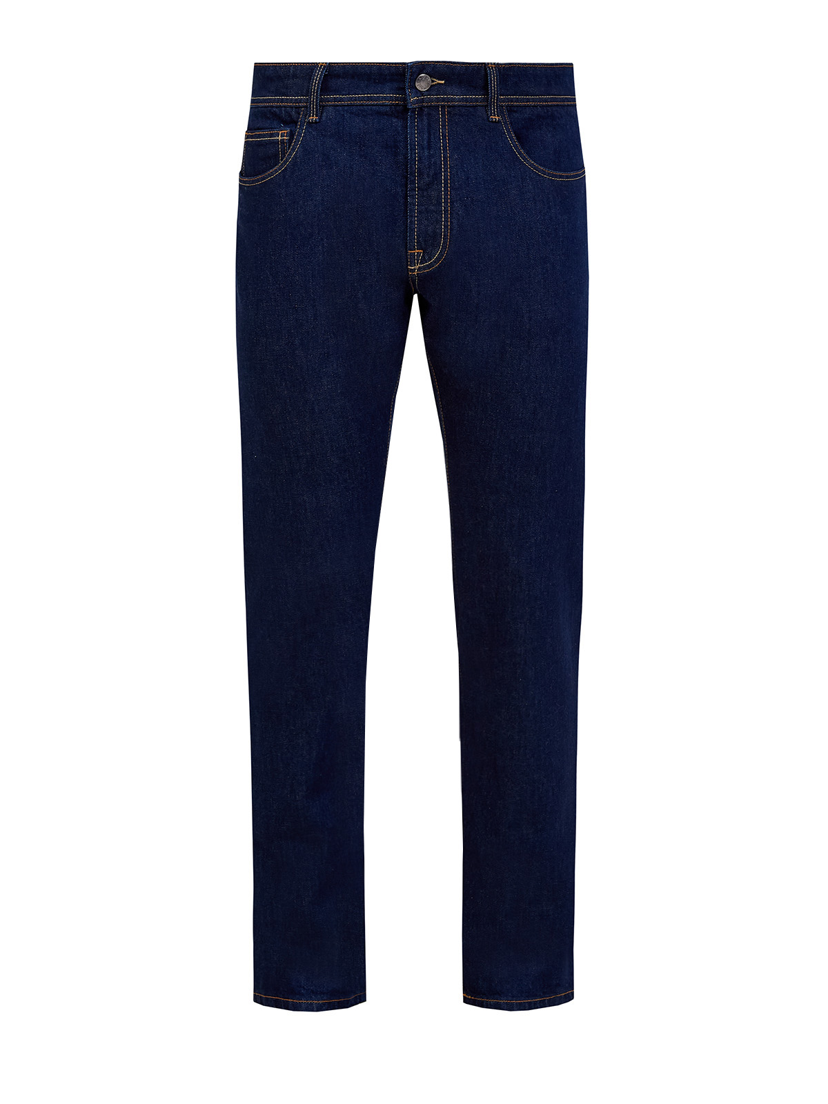 

Джинсы с двухцветной прострочкой и патчем из гладкой кожи, Синий, Джинсы с двухцветной прострочкой и патчем из гладкой кожи