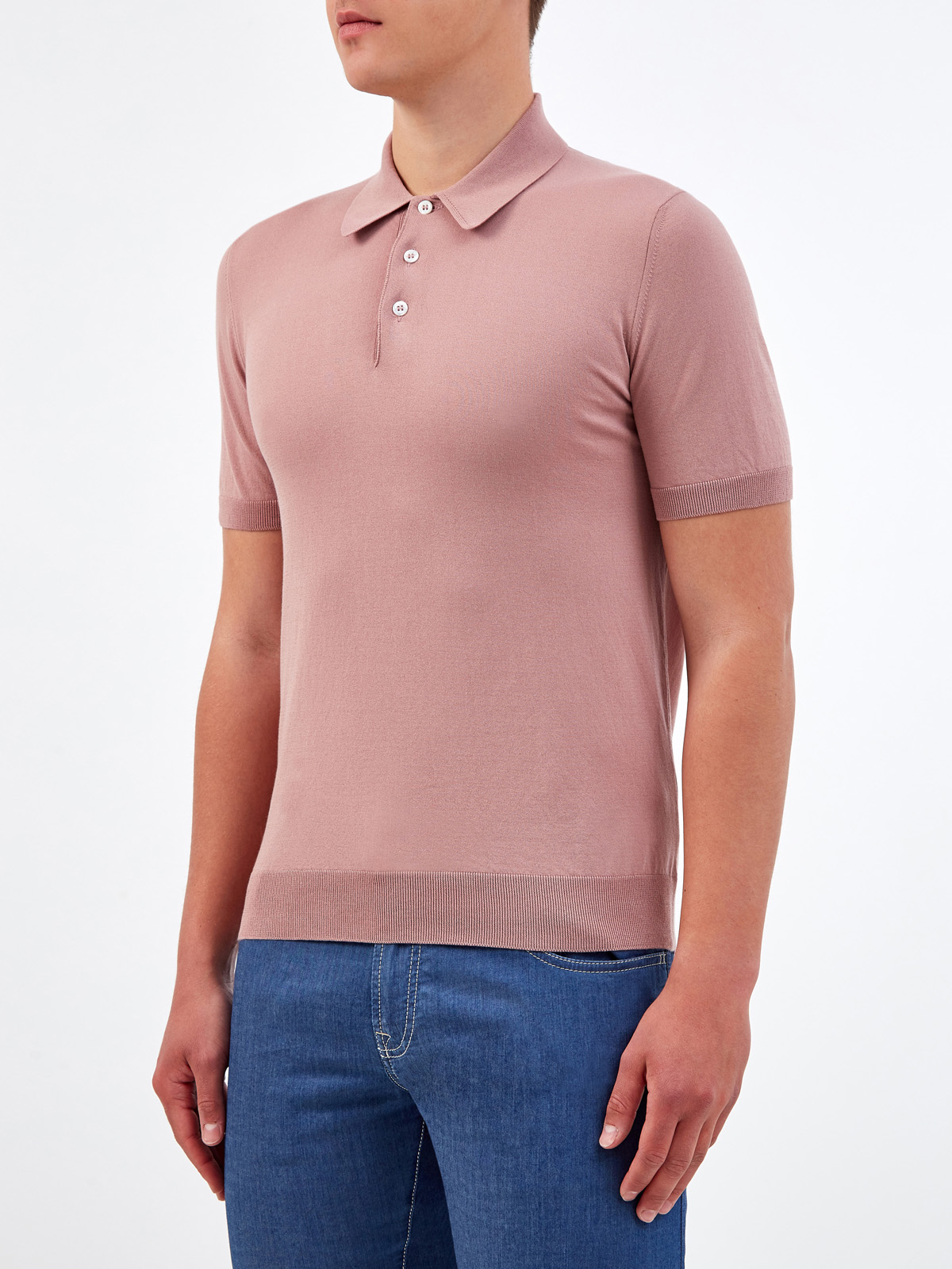 Джемпер-поло в стиле casual из хлопковой пряжи GRAN SASSO, цвет розовый, размер 50;52;54;56;58;48 - фото 3