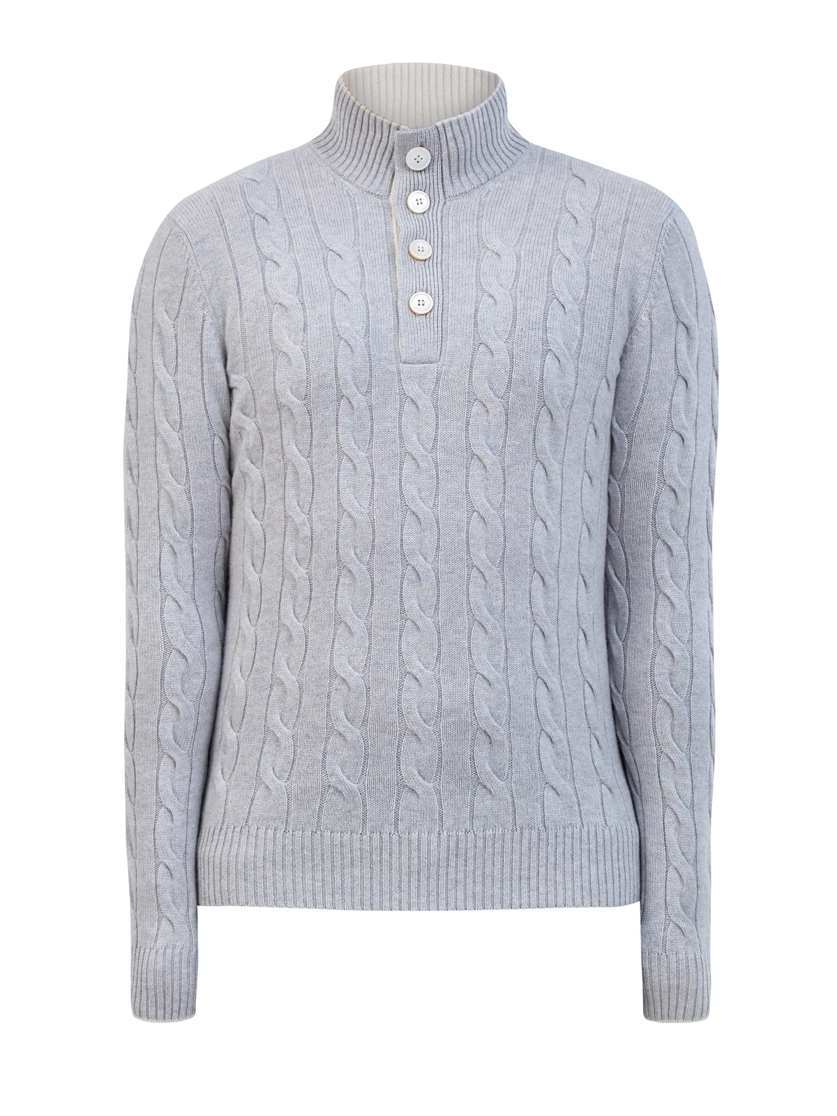 

Кашемировый джемпер с вязаным аранским узором, Серый, Кашемировый джемпер с вязаным аранским узором