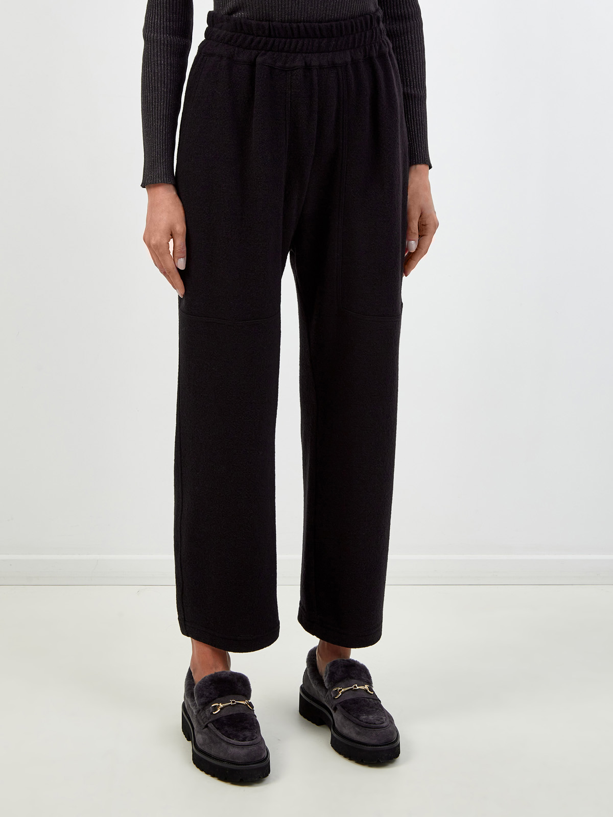 Укороченные брюки из фактурной шерсти с эластичным поясом GENTRYPORTOFINO, цвет черный, размер 42;44 - фото 3