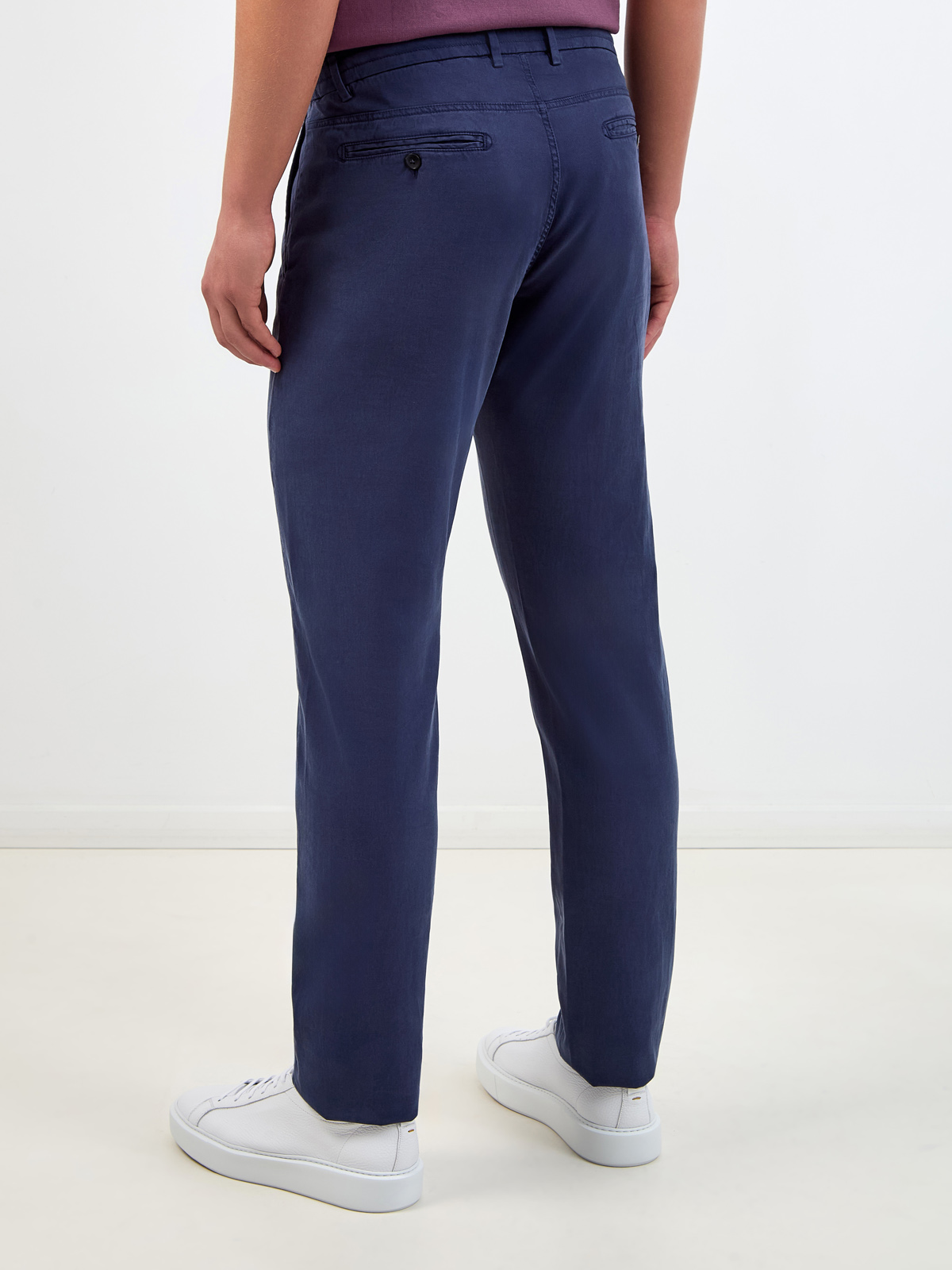 Однотонные брюки в стиле casual из лиоцелла и хлопка CANALI, цвет синий, размер 48;50;52;56 - фото 4