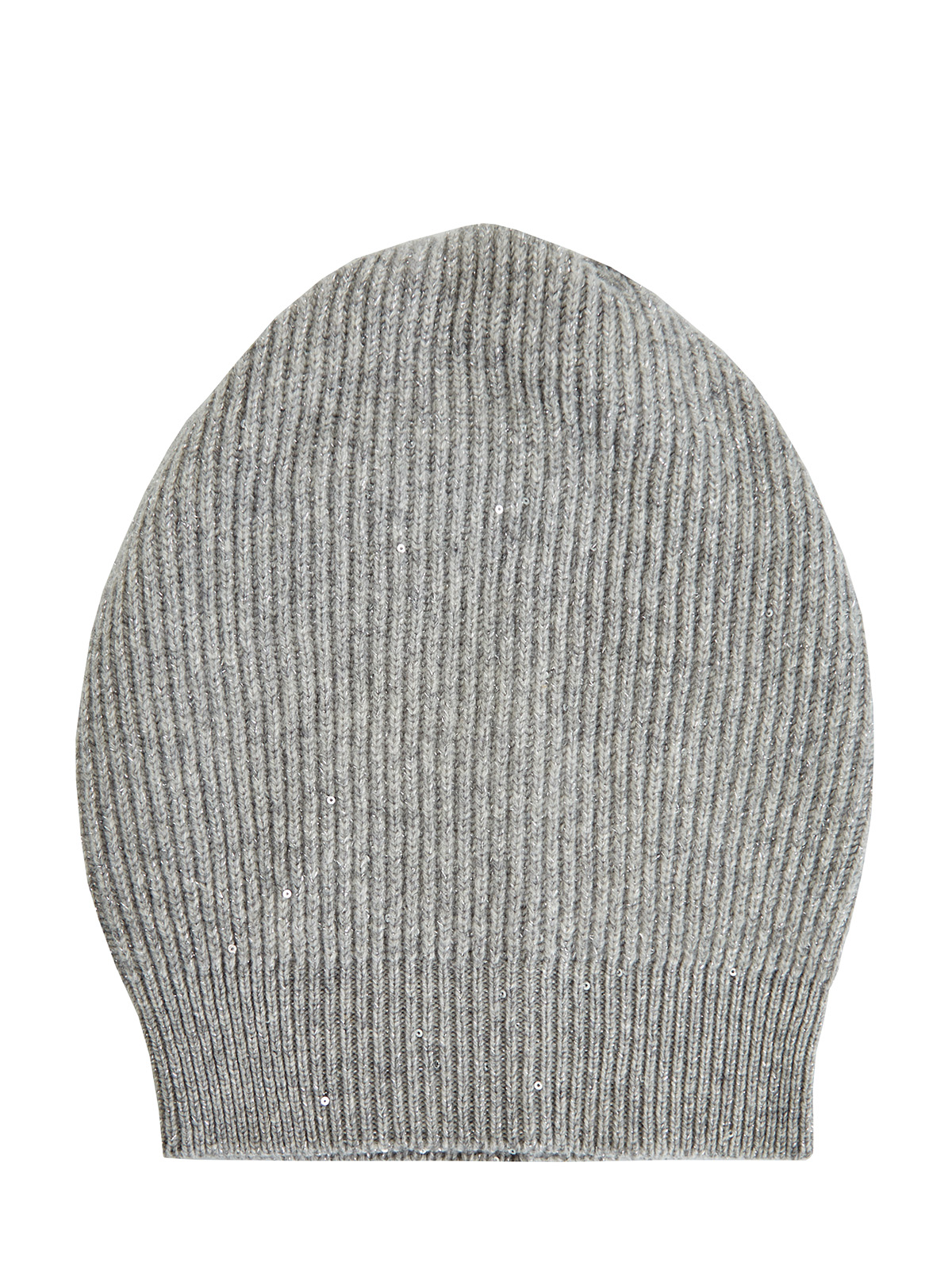 Шапка ручной работы с миниатюрными пайетками BRUNELLO CUCINELLI, цвет серый, размер S;M - фото 1