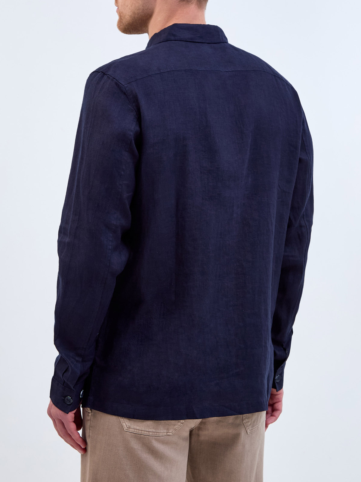 Льняная рубашка в стиле sprezzatura с длинными рукавами CUDGI, цвет синий, размер 50;52;54;58 - фото 4