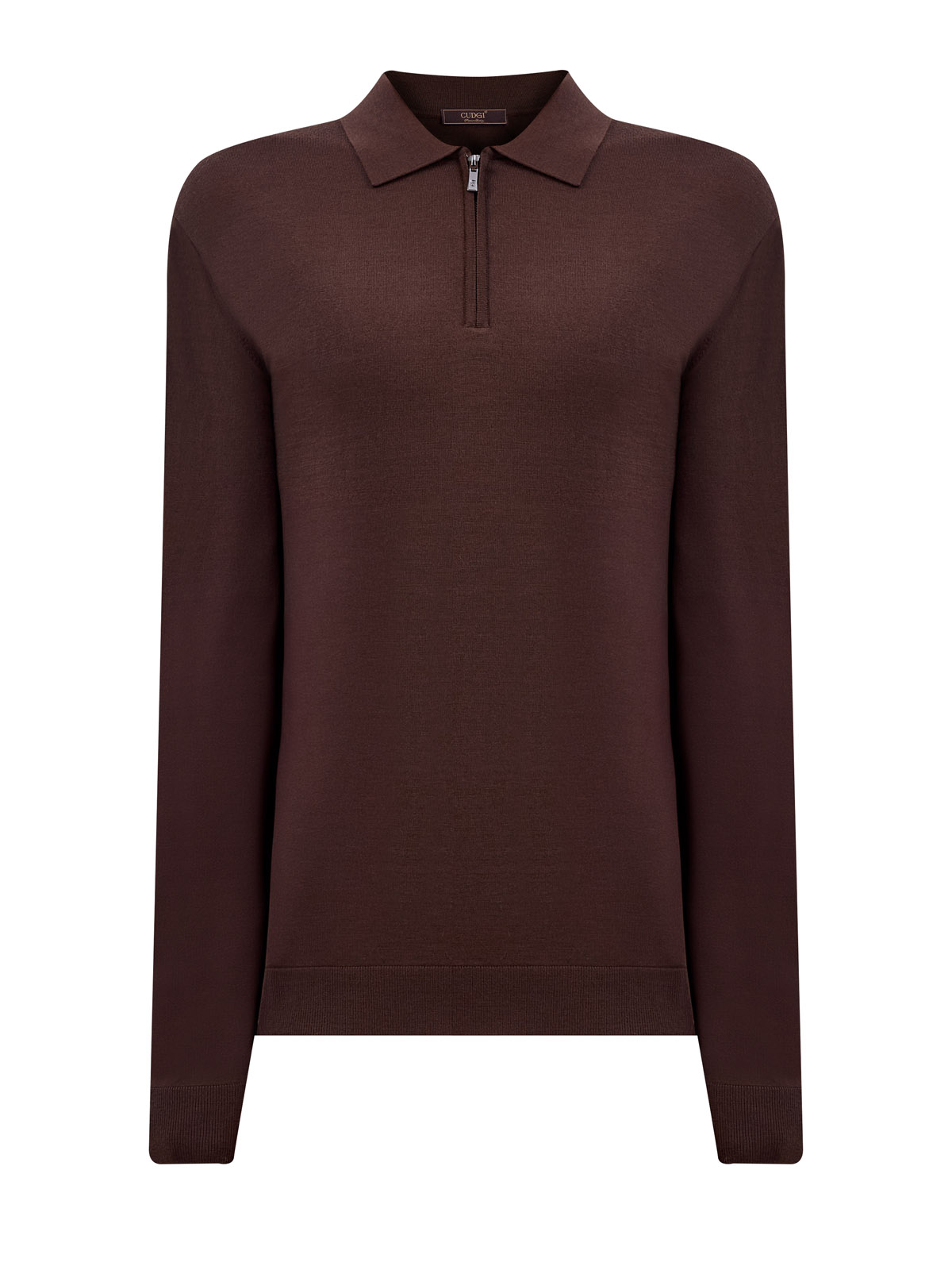 

Шерстяной джемпер с воротом-поло и застежкой на молнию, Коричневый, Шерстяной джемпер с воротом-поло и застежкой на молнию