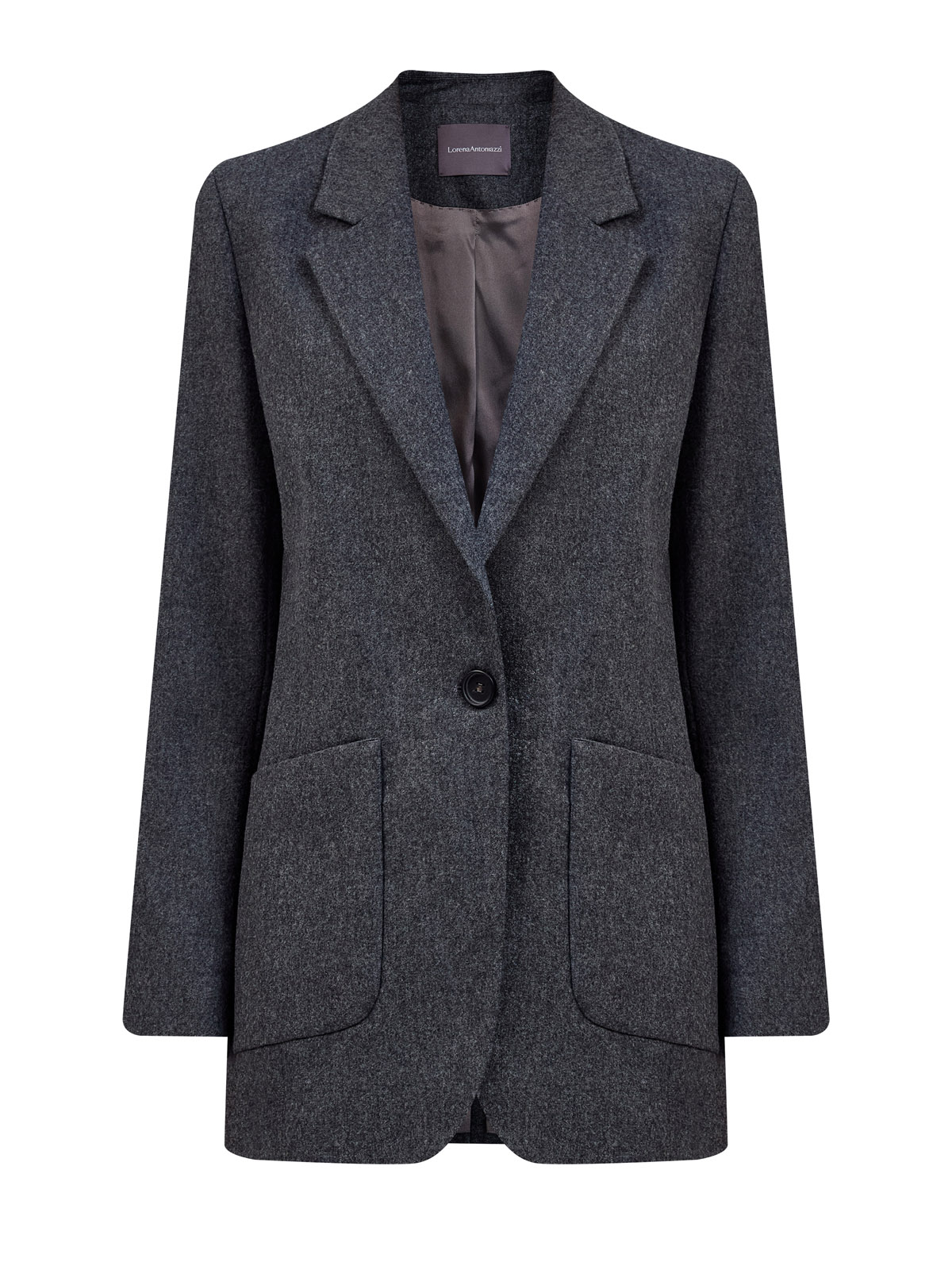 

Однобортный жакет из меланжевой шерсти с символикой, Серый, Однобортный жакет из меланжевой шерсти с символикой