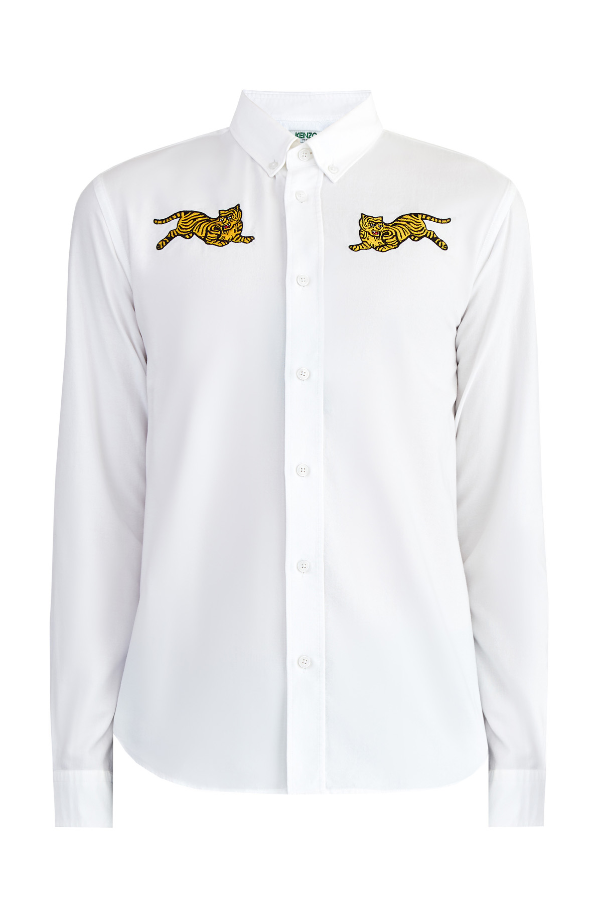 

Белая рубашка с вышивкой «Jumping Tiger» и воротом button-down, Белый