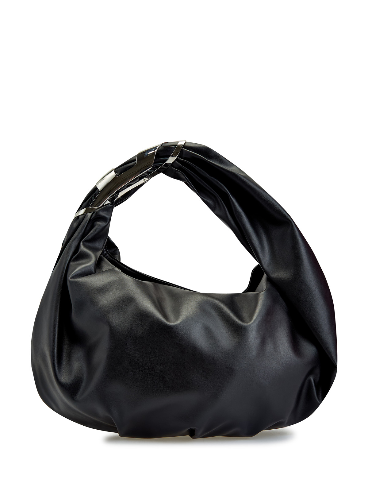 Объемная сумка Grad-D из гладкой экокожи с литой деталью DIESEL черного цвета