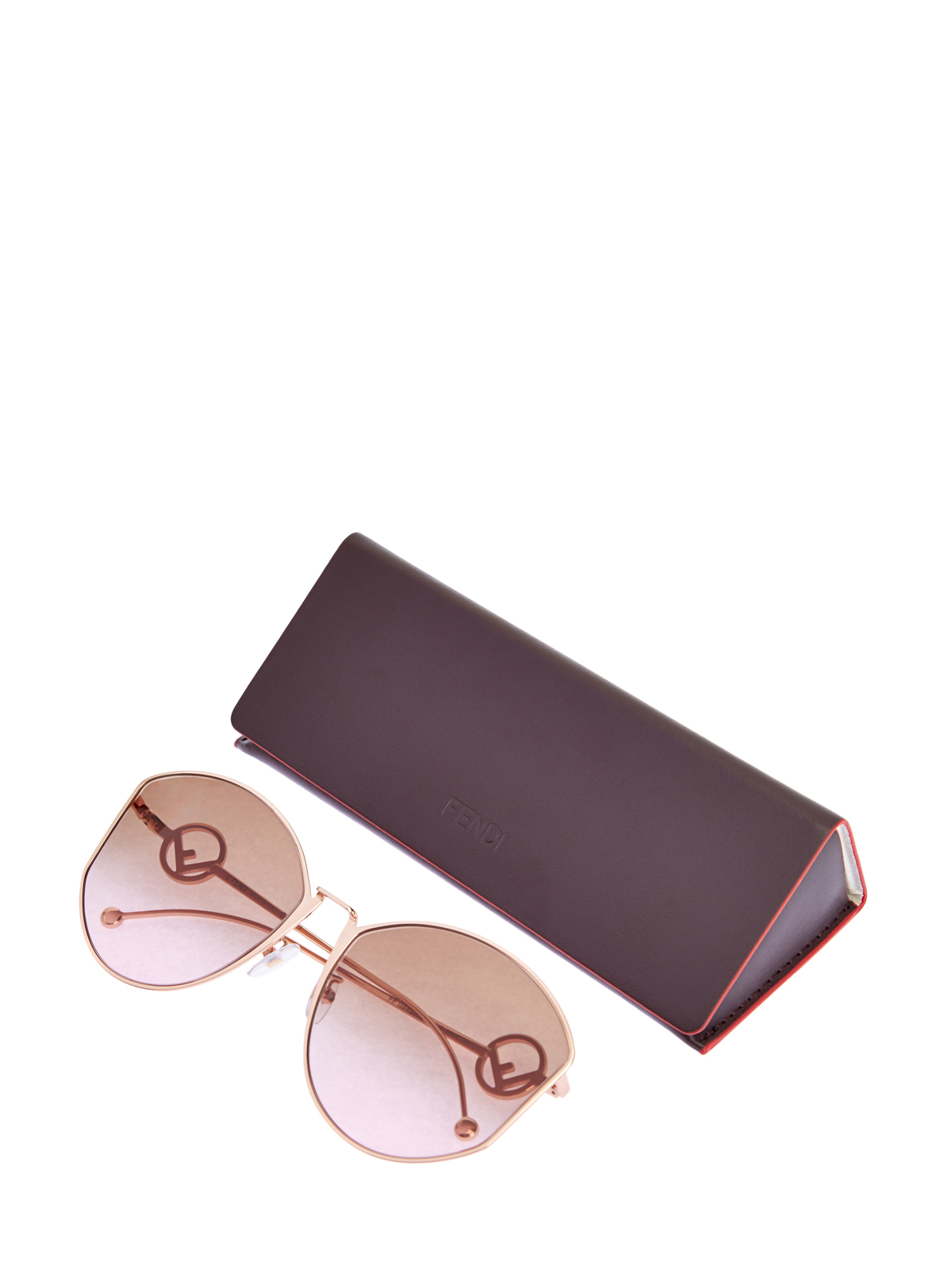 Очки-авиаторы в тонкой оправе F is Fendi FENDI (sunglasses), цвет бежевый, размер 5;6;7;8;9;10 - фото 4