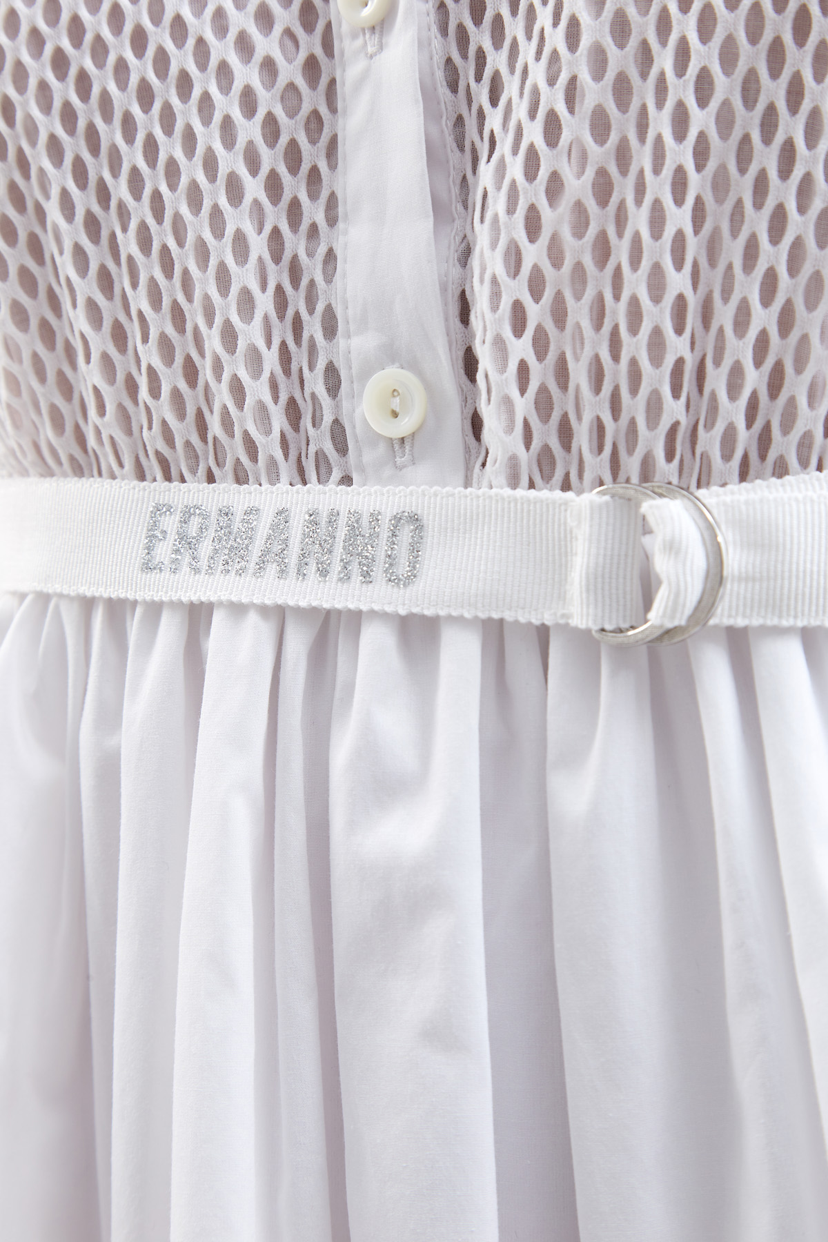 Хлопковое платье с заложенными складками и кружевной отделкой ERMANNO ERMANNO SCERVINO, цвет белый, размер 40;44;42 - фото 5