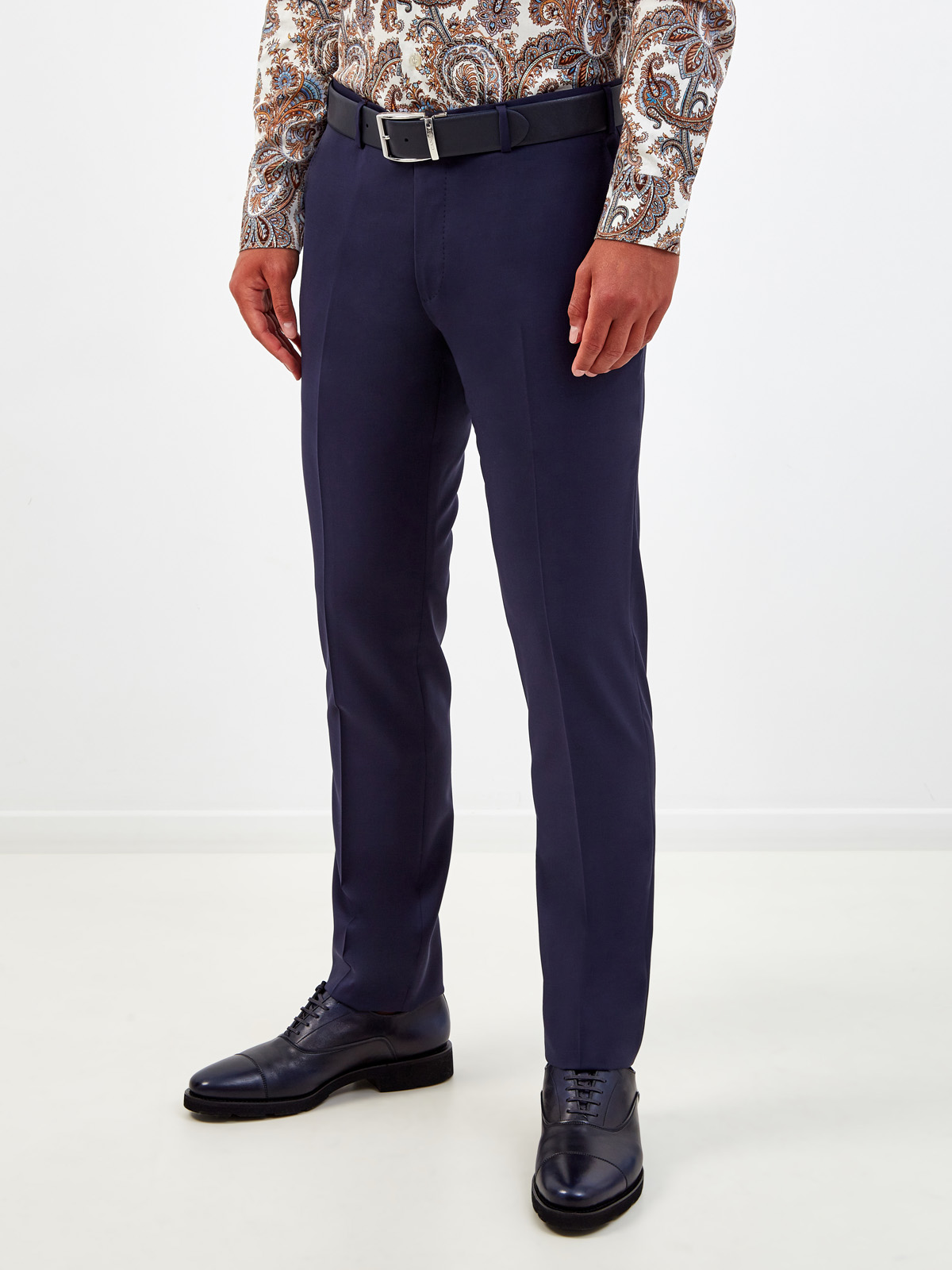 Классические брюки из тонкой костюмной шерсти ETRO, цвет синий, размер 48;50;52;54 - фото 3