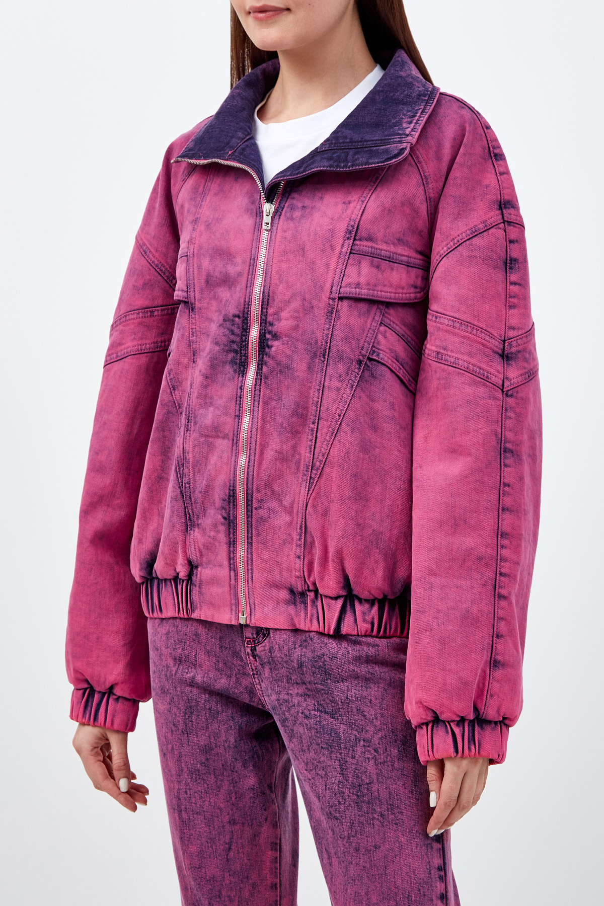 Объемная джинсовая куртка из органического хлопка STELLA McCARTNEY, цвет розовый, размер 36 - фото 3