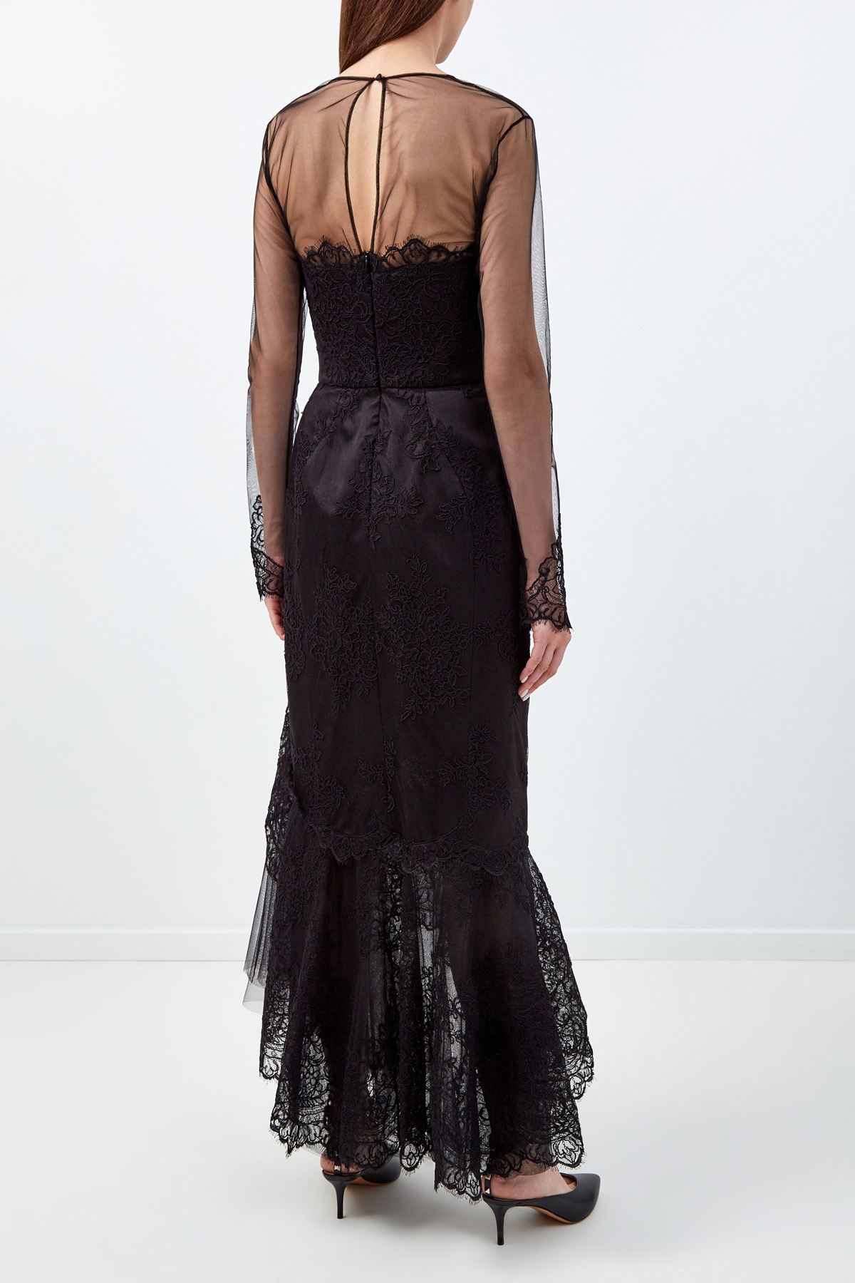 Платье ручной работы из вуали и атласа ERMANNO SCERVINO, цвет черный, размер 40 - фото 4