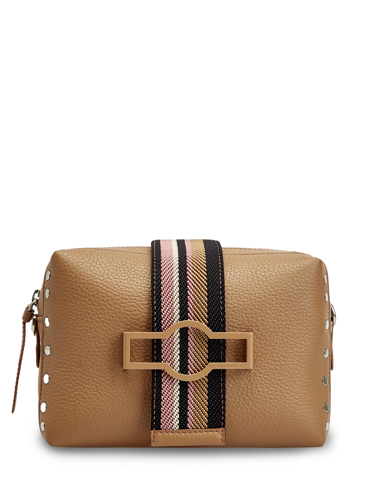 Кожаная сумка Oda с регулируемым ремнем и заклепками ZANELLATO, цвет коричневый, размер 38;44 - фото 1