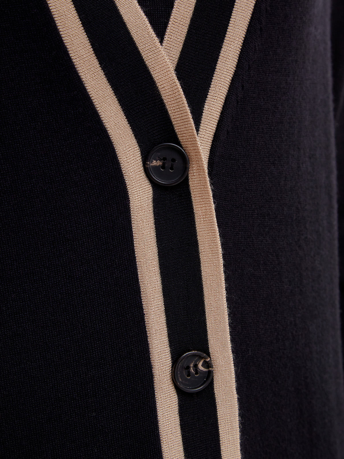Кардиган из шерсти и шелка с V-образным вырезом и окантовкой LORENA ANTONIAZZI, цвет черный, размер 42;44;46 - фото 5