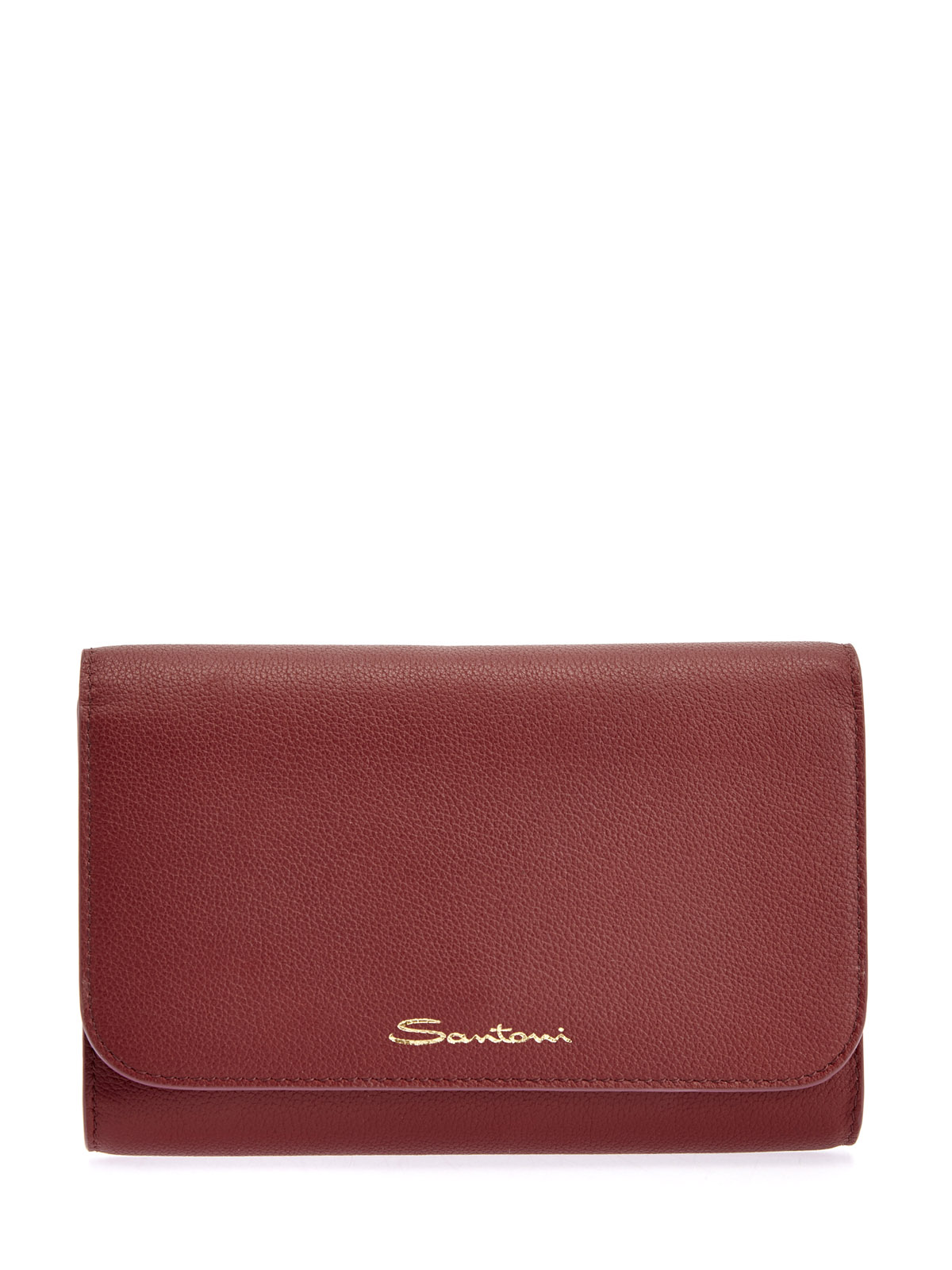 

Кожаный клатч со съемным плечевым ремнем и логотипом, Бордовый, Кожаный клатч со съемным плечевым ремнем и логотипом