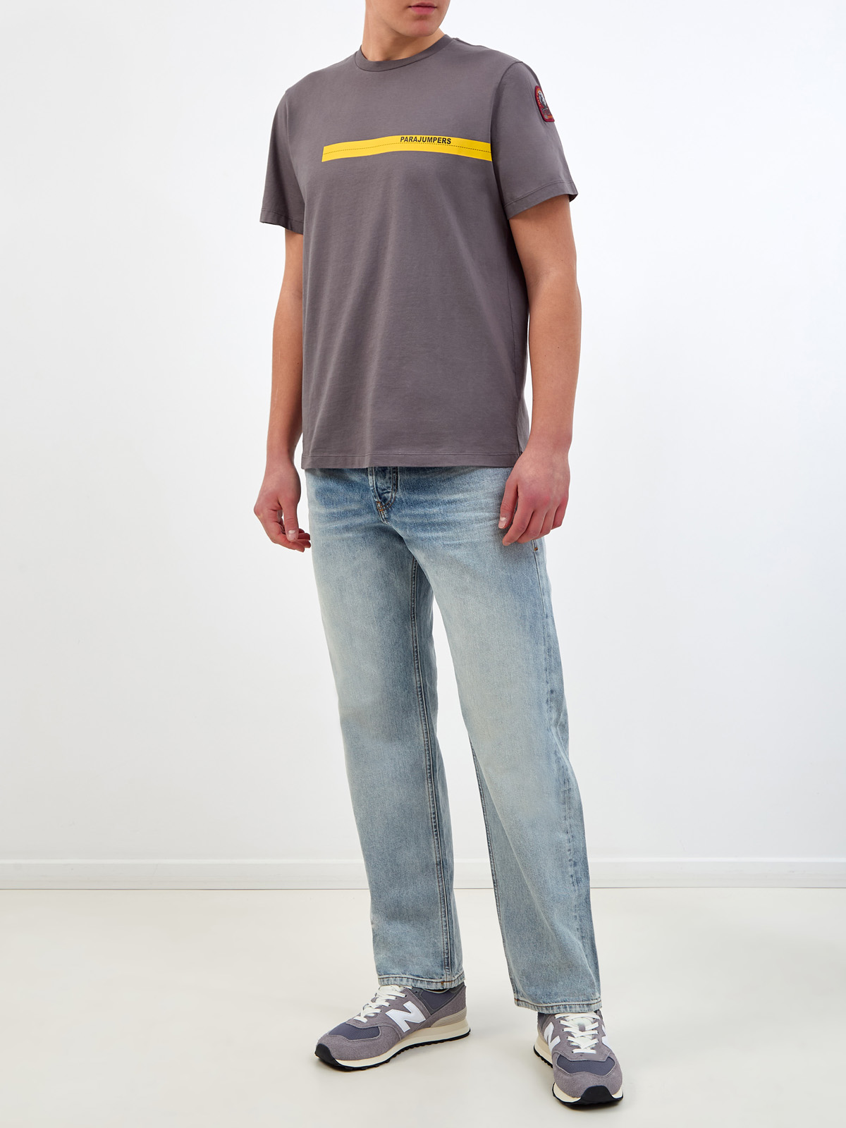 Хлопковая футболка Tape Tee с принтом и фирменной нашивкой PARAJUMPERS, цвет серый, размер M;L;XL - фото 2