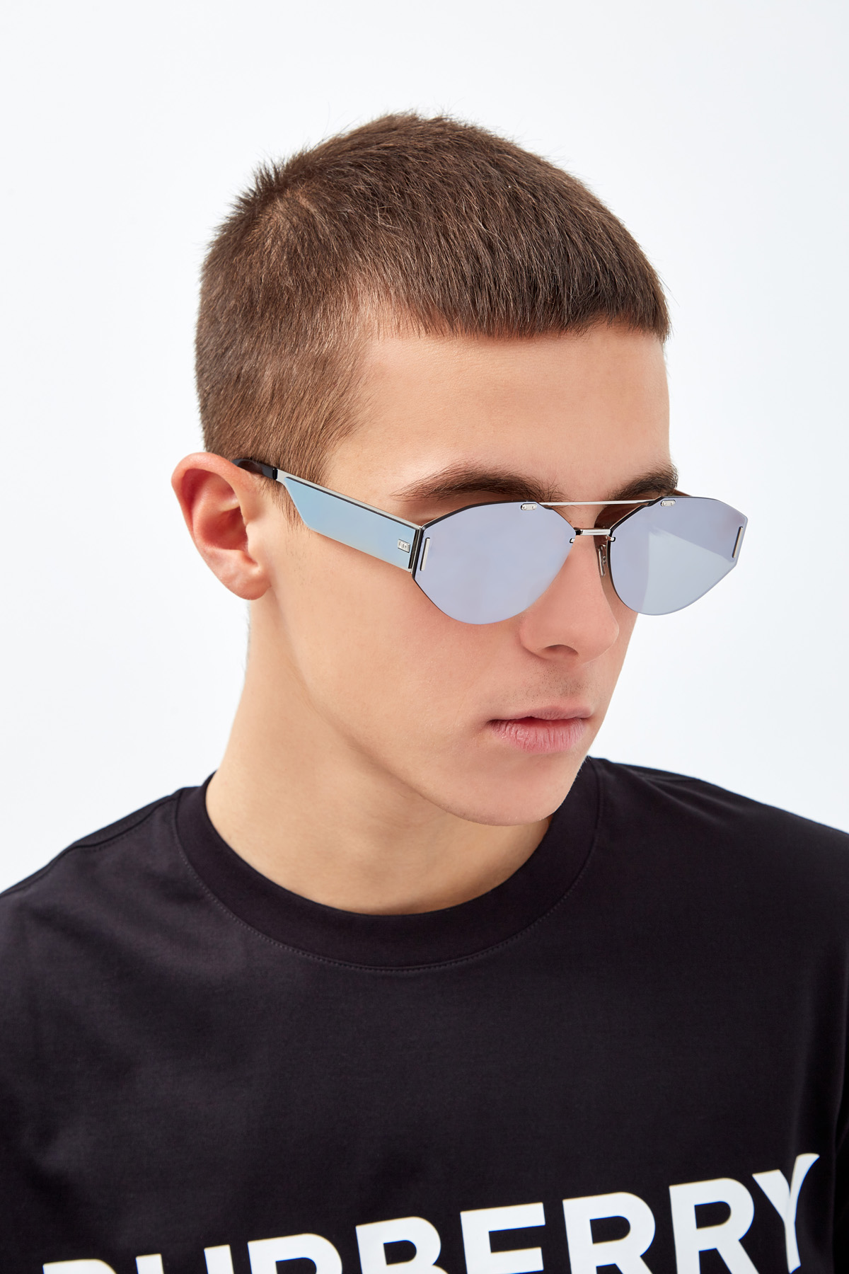 Очки оригинальной формы с прозрачными вставками на дужках DIOR (sunglasses) men, размер 40 - фото 2