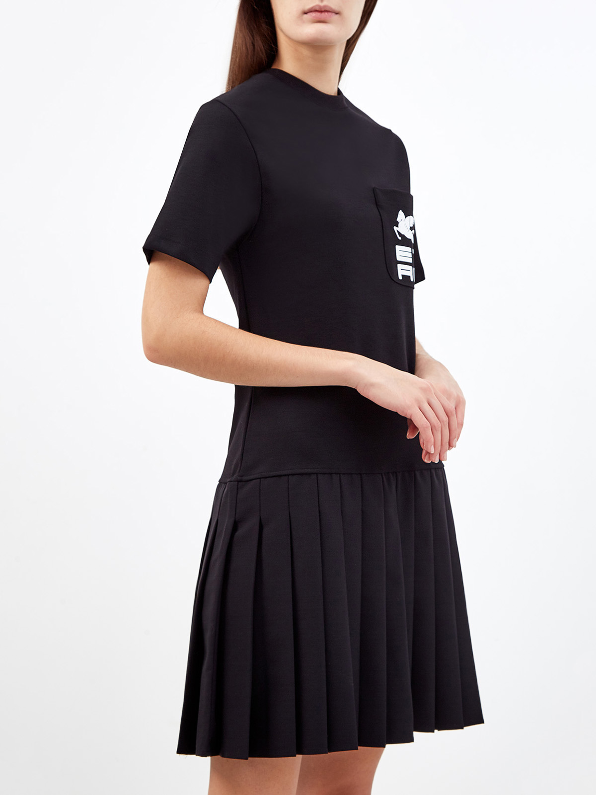 Платье в стиле спортшик с плиссированным подолом ETRO, цвет черный, размер 42;44;40 - фото 3