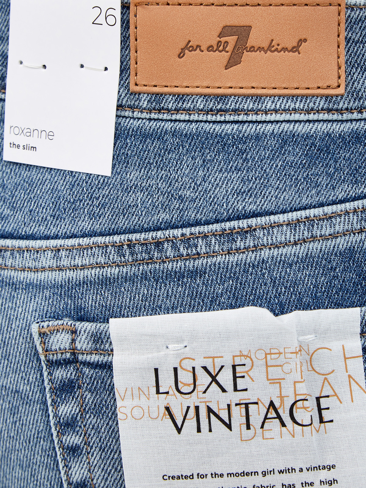Облегающие джинсы Roxanne с контрастной прострочкой 7 FOR ALL MANKIND, цвет голубой, размер S;S;M;M;L;L - фото 5