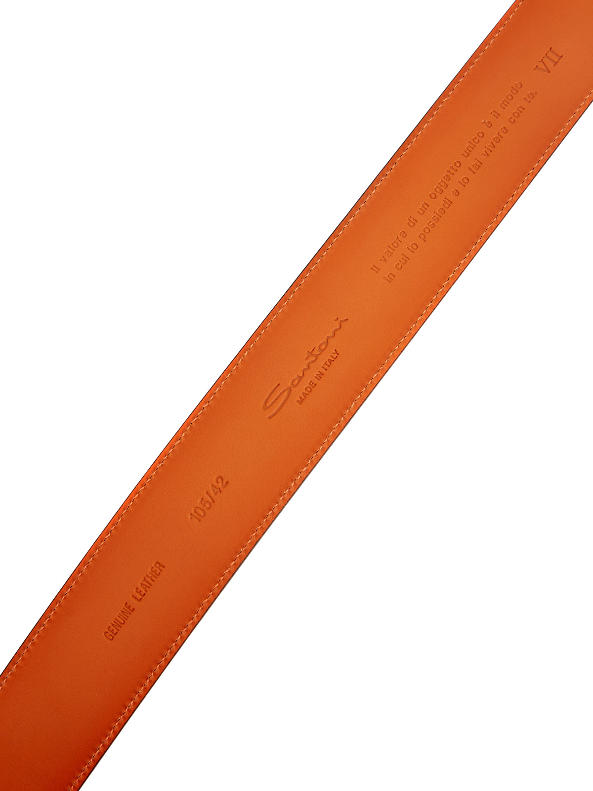 Ремень из гибкой замши с фирменной оранжевой отделкой SANTONI, цвет синий, размер 48;50;52;54;56;58 - фото 4