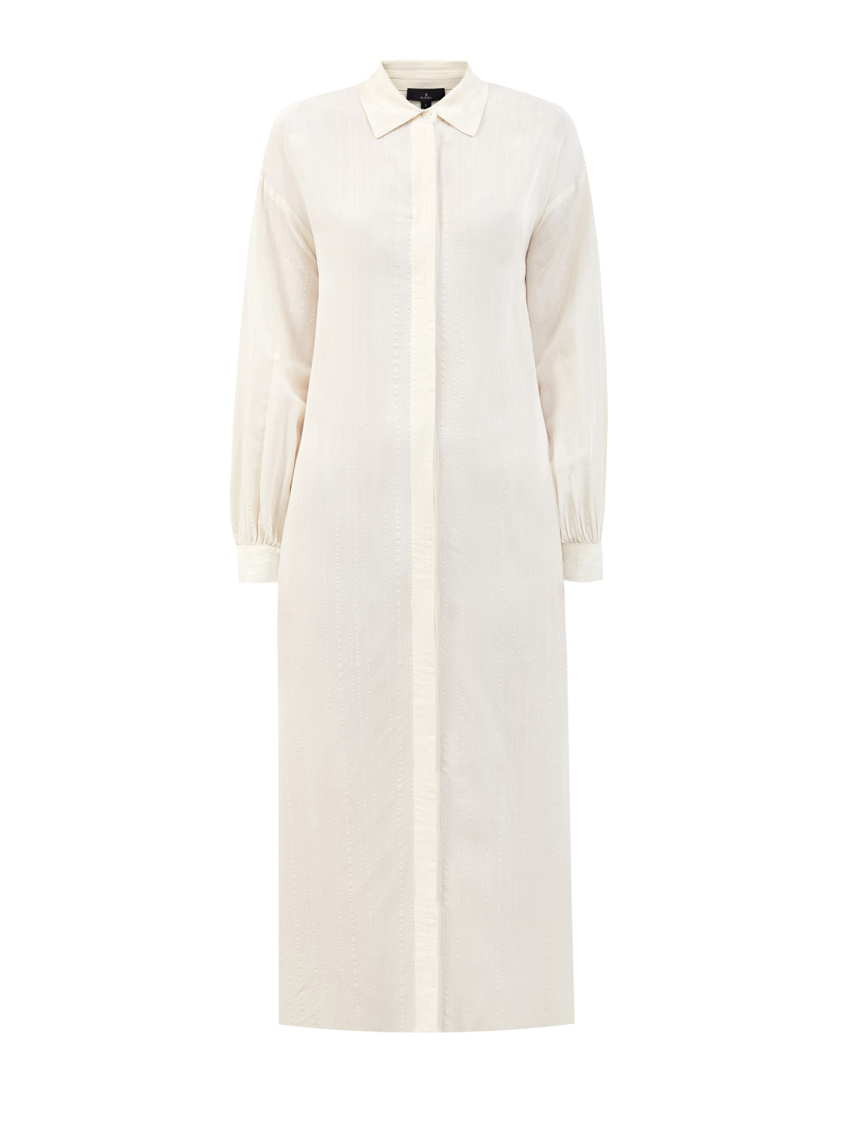 Кремовое платье-рубашка с отложным воротником и прострочкой RE VERA, цвет белый, размер M;XL;S - фото 1