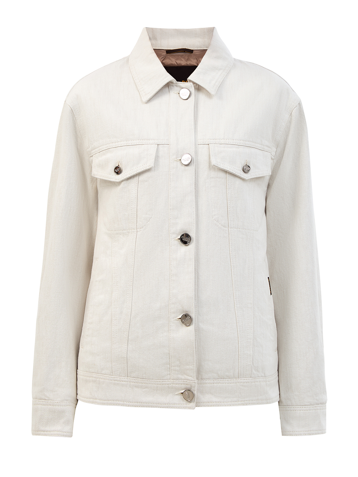 Куртка из окрашенного вручную денима с пуховым утеплителем MOORER, цвет белый, размер 38;42;44