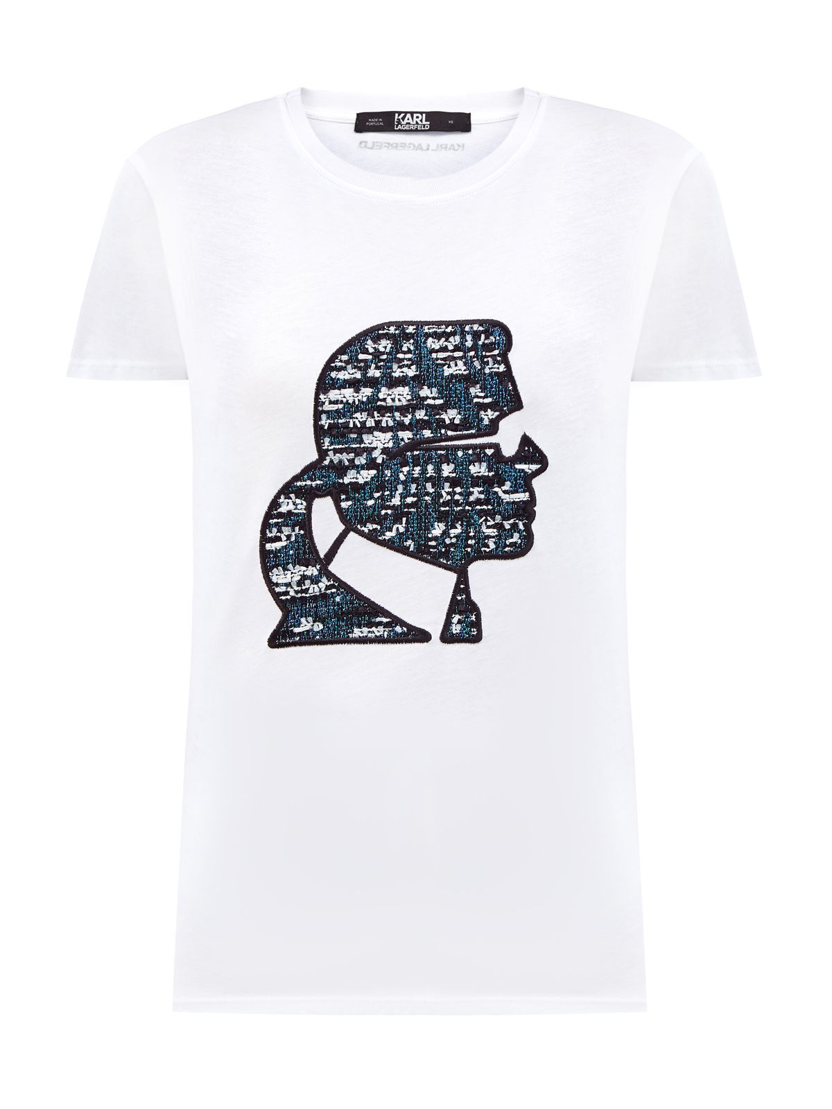 Хлопковая футболка с фактурным декором из букле KARL LAGERFELD, цвет белый, размер XS;S;M;L;XL - фото 1