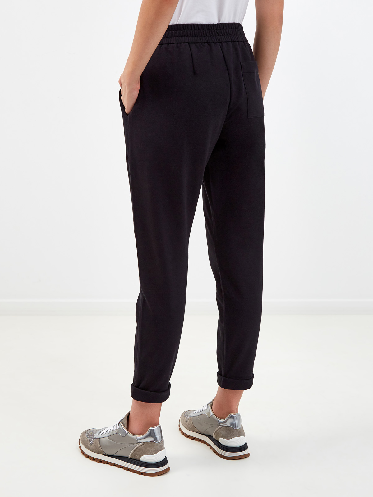 Джоггеры из хлопкового футера с мерцающей деталью Черный, фото 4