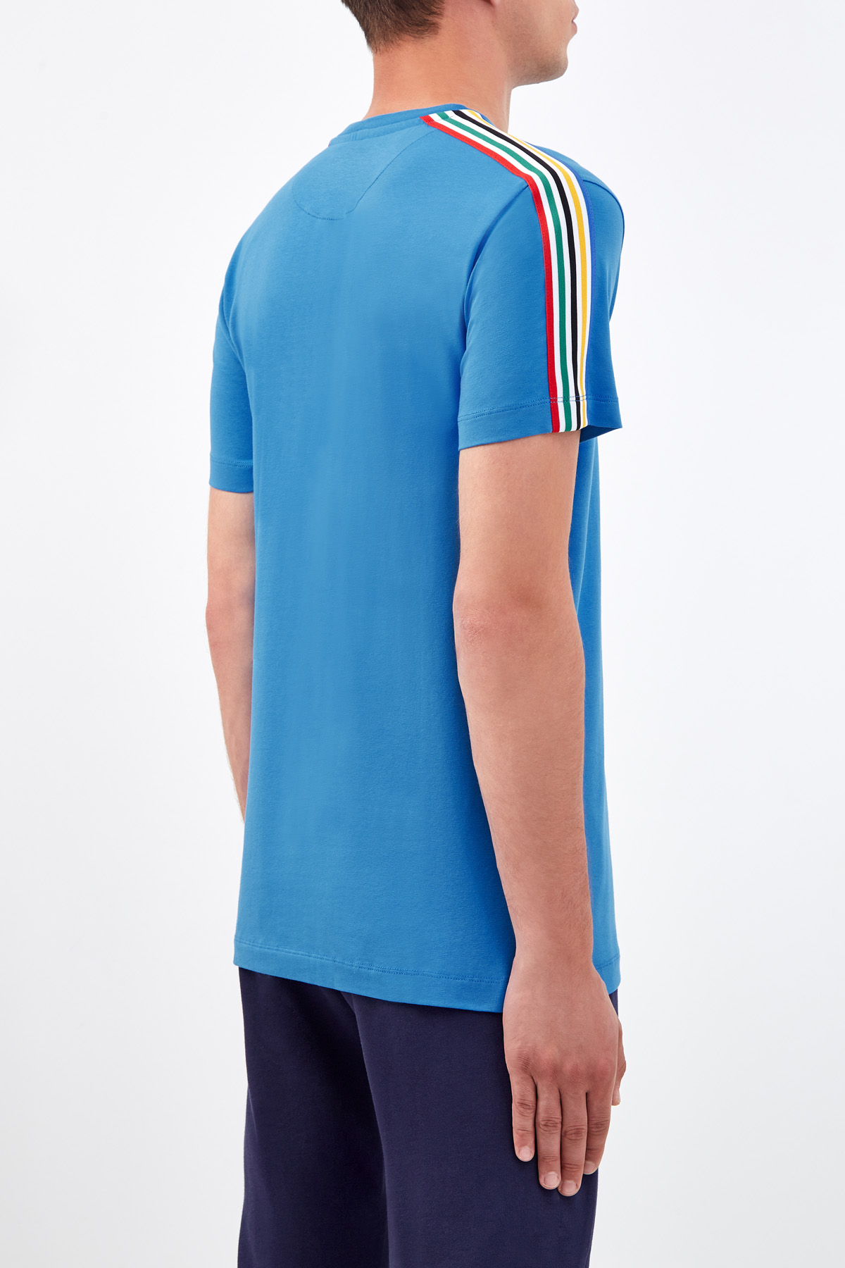 Хлопковая футболка из гладкого джерси с фактурной аппликацией Sport BIKKEMBERGS, цвет голубой, размер XL;2XL;M - фото 4