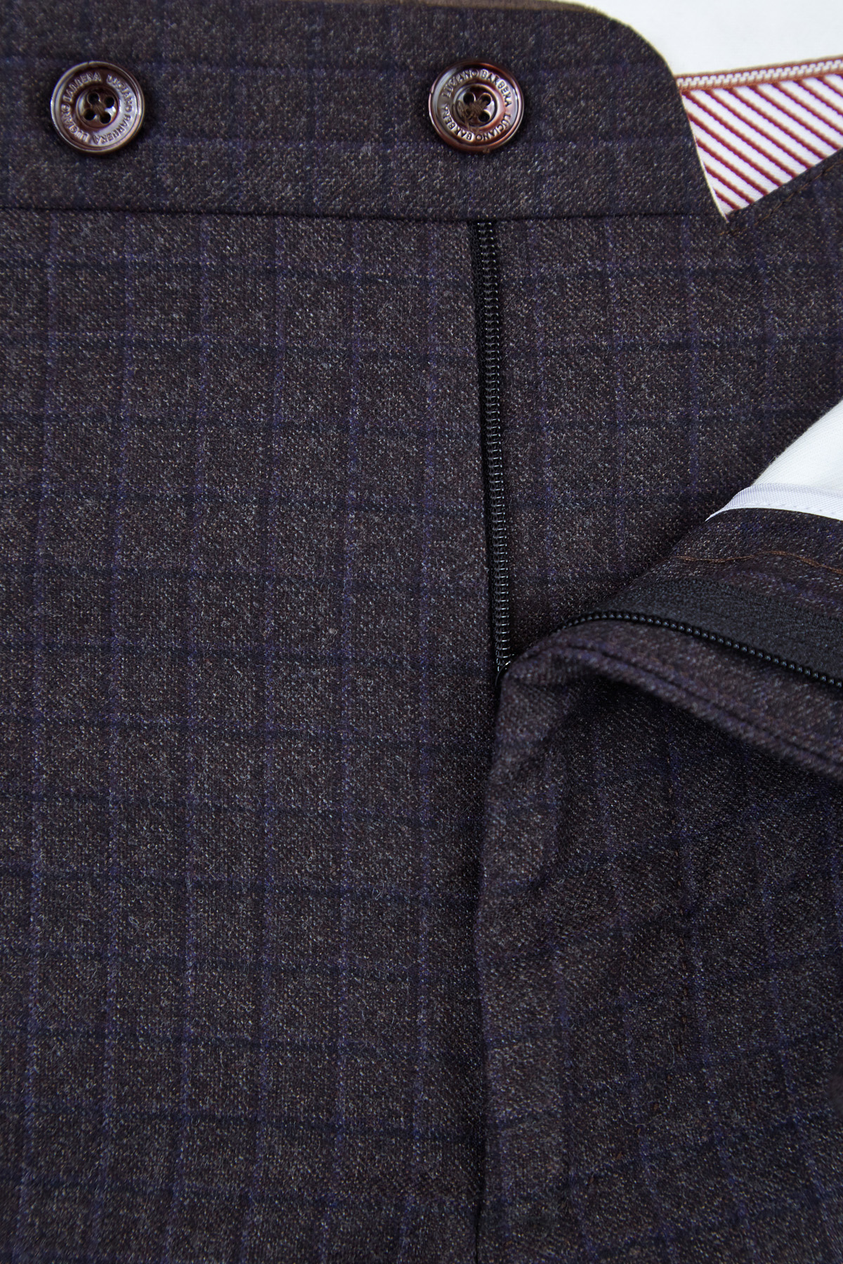 Брюки из шерстяной ткани с замшевым кантом на поясе LUCIANO BARBERA, цвет коричневый, размер 48;50;54 - фото 5