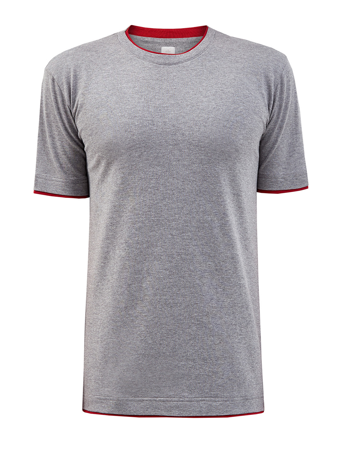 Хлопковая футболка из джерси с контрастной отделкой ELEVENTY, цвет серый, размер 50;52;54;48 - фото 1